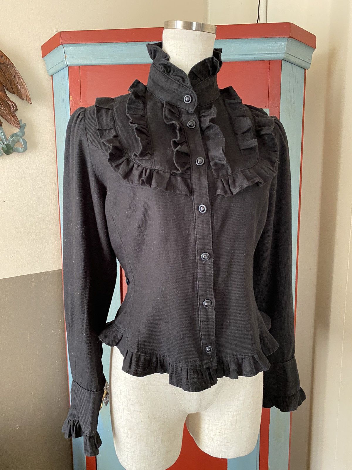 Designer × Japanese Brand Innocent World Y2K Punk Black Ruffle Collar Shirt Size S / US 4 / IT 40 - 13 Thumbnail