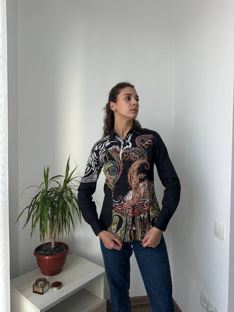 Etro × Vintage Vintage ETRO Womens Floral Black Patterned Shirt Size S / US 4 / IT 40 - 4 Thumbnail