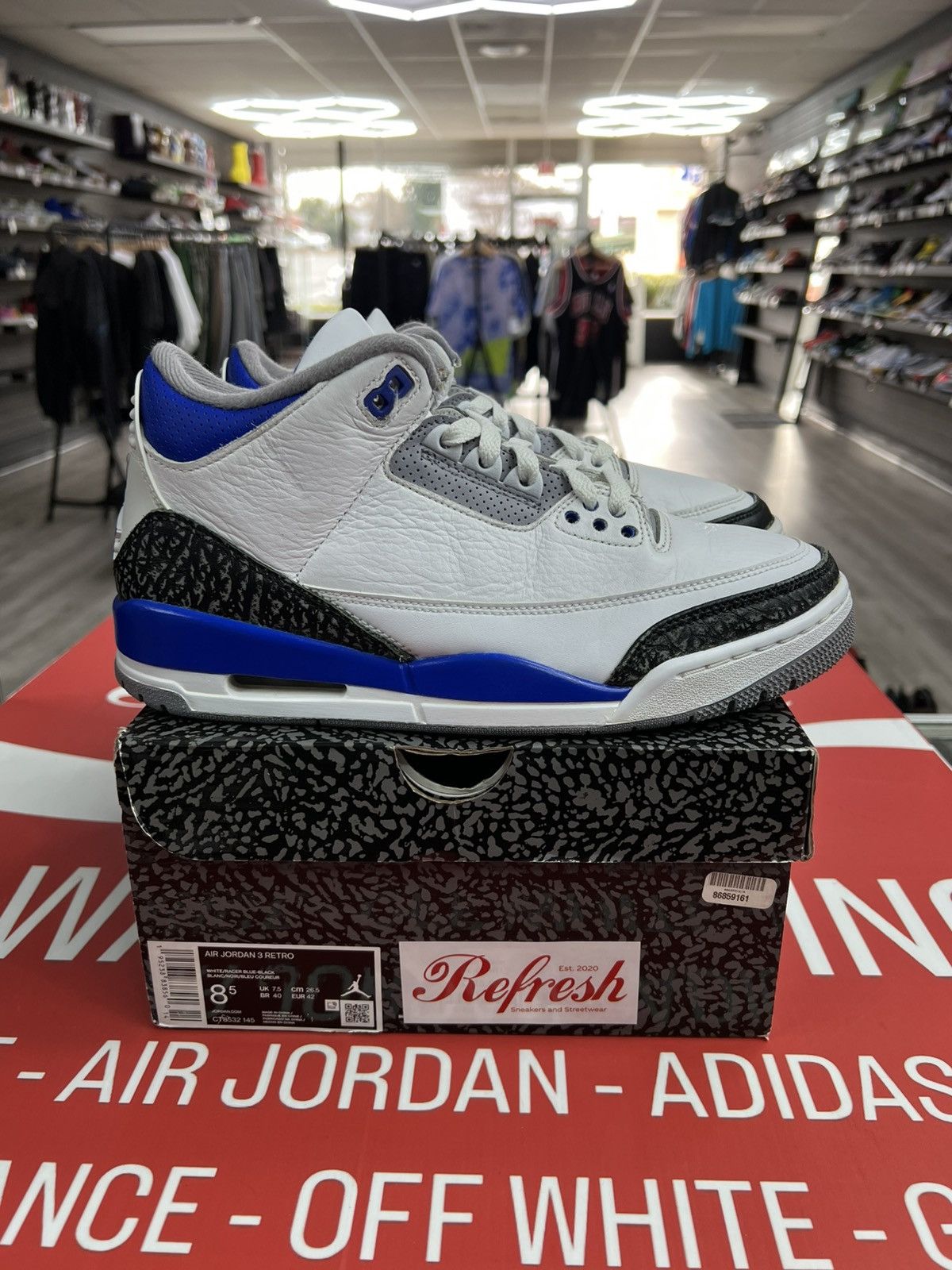 Jordan Brand Air Jordan 3 Retro Racer Blue Size 8.5 (CT8532-145) Size US 8.5 / EU 41-42 - 1 Thumbnail