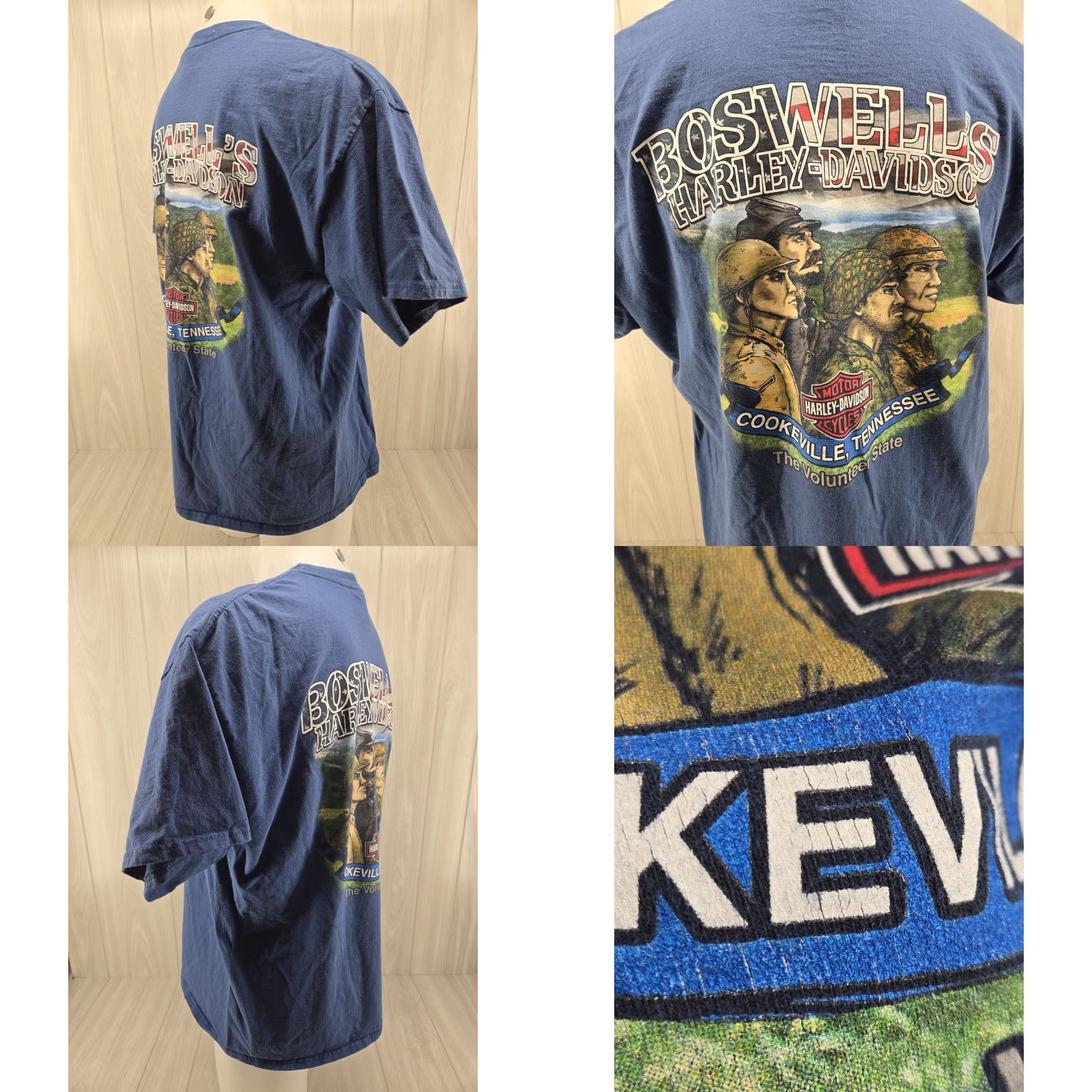 Harley Davidson Harley-Davidson Tee T-Shirt XL Blue Men Short Sleeve Crew Neck Logo Graphic Print 20s-90s Biker Motorcycle Casual Modern Size US XL / EU 56 / 4 - 8 Thumbnail