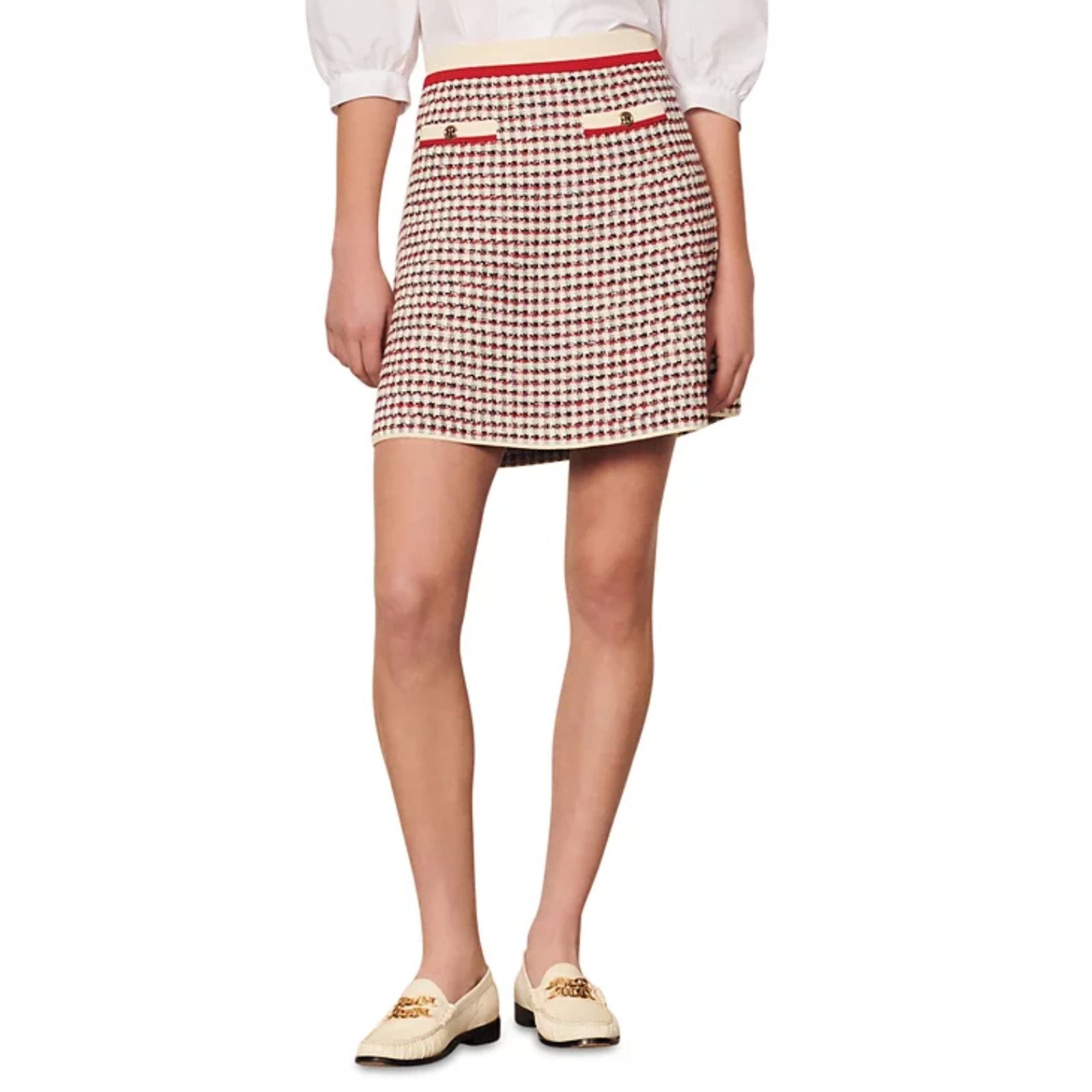 Sandro Sandro Women Rizal Mini Sweater Knit Skirt Blue/Rouge Size 24" / US 00 / IT 34 - 3 Thumbnail