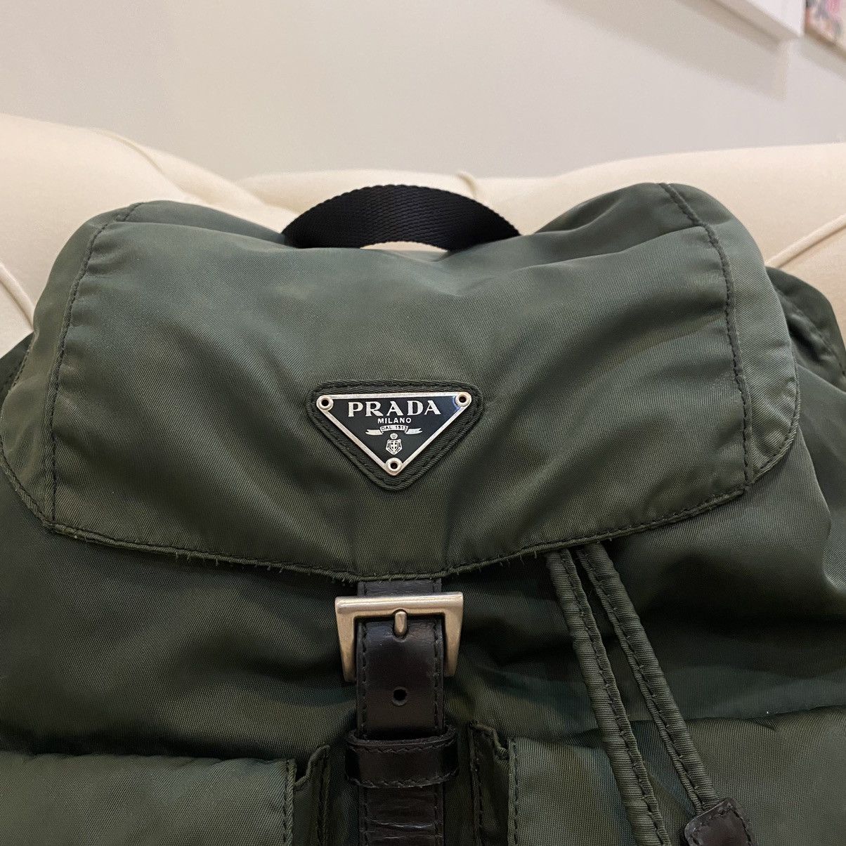 Prada × Vintage Vintage Prada Green Nylon Vela Backpack Size ONE SIZE - 6 Thumbnail
