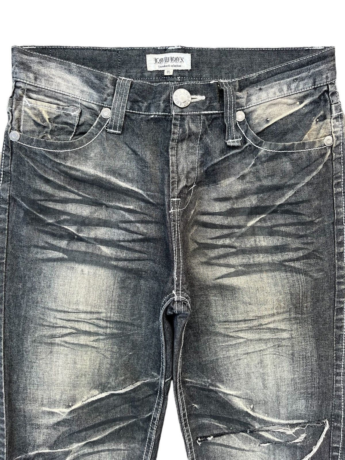 Vintage Japanese Brand Lowbox Distressed Charcoal Faded Jean