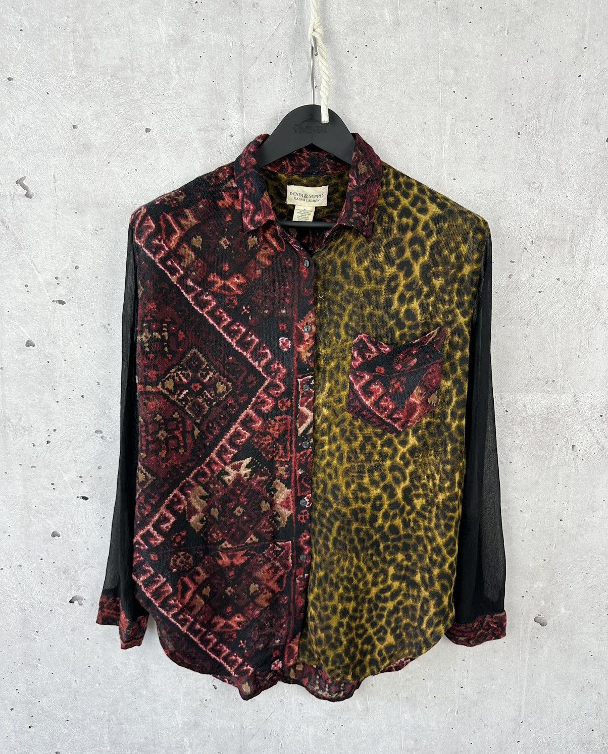 Denim & Supply Ralph Lauren × Vintage Denim&Supply Ralph Laurent Leopard Aztec Printed Mesh Shirt Size M / US 6-8 / IT 42-44 - 1 Thumbnail