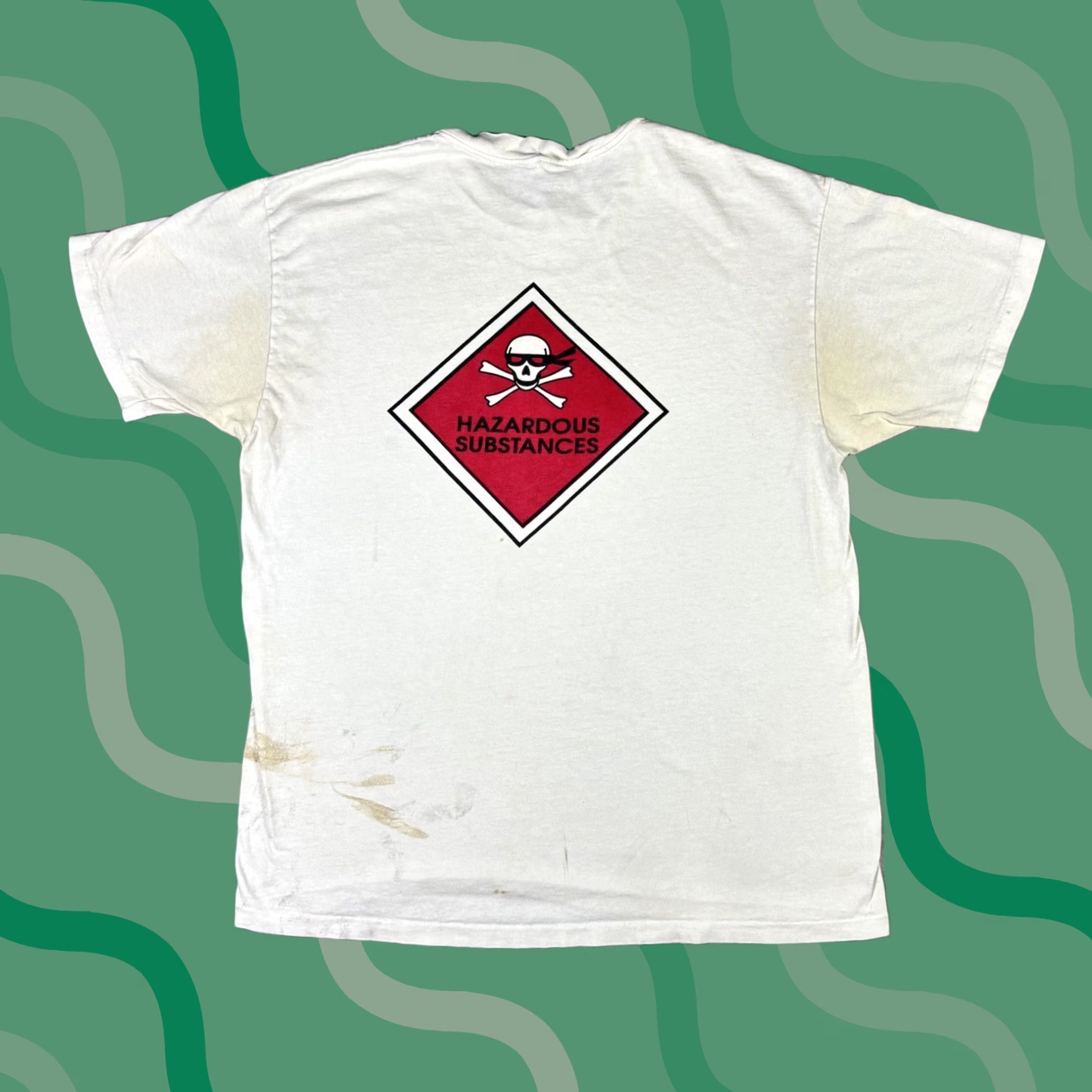 Hanes VINTAGE Hanes T-Shirt 90s Graphic Print Crew Neck Short Sleeve White XL Mens 90s Hazardous Substance Car Stitch Vintage Size US XL / EU 56 / 4 - 1 Thumbnail