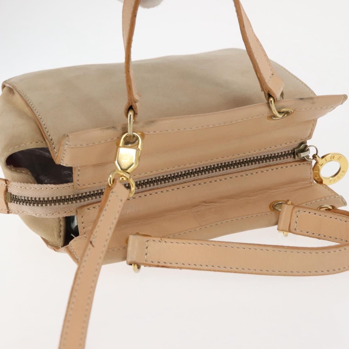 Celine CELINE Shoulder Bag Suede Leather Beige Gold Size ONE SIZE - 6 Thumbnail