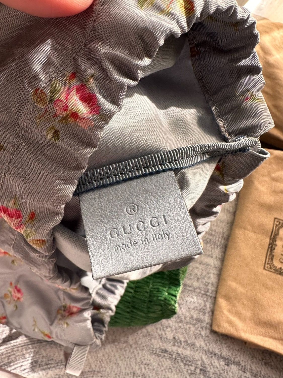 Gucci RUNWAY STRIPED RAFFIA TOTE IN GREEN Size ONE SIZE - 4 Thumbnail