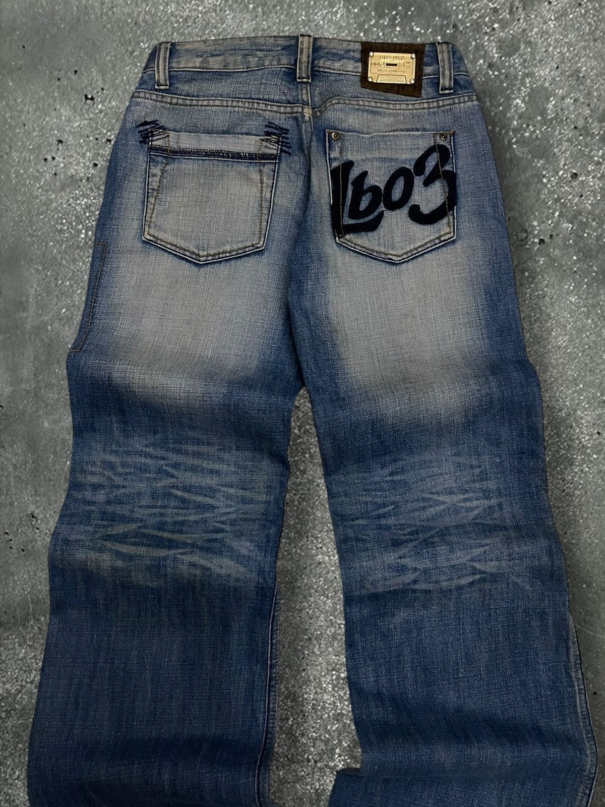 Le Grande Bleu (L.G.B.) Vintage 90s Designer Japan Lb-03 Love Power Soul Baggy Denim Size US 28 / EU 44 - 12 Thumbnail