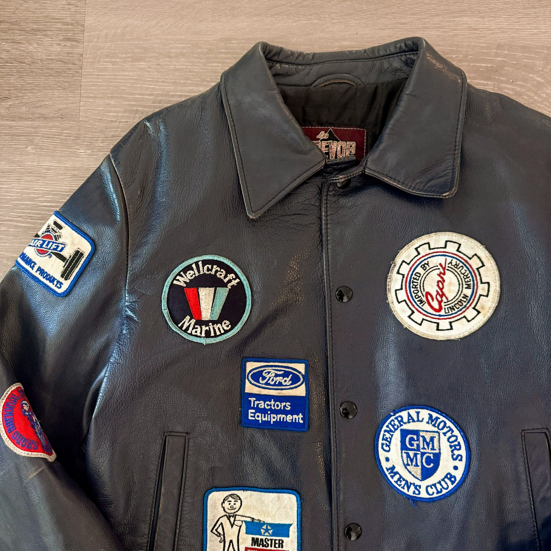 Vintage 1970s Vintage Navy Leather Motorcycle Patch Jacket Size US M / EU 48-50 / 2 - 3 Thumbnail