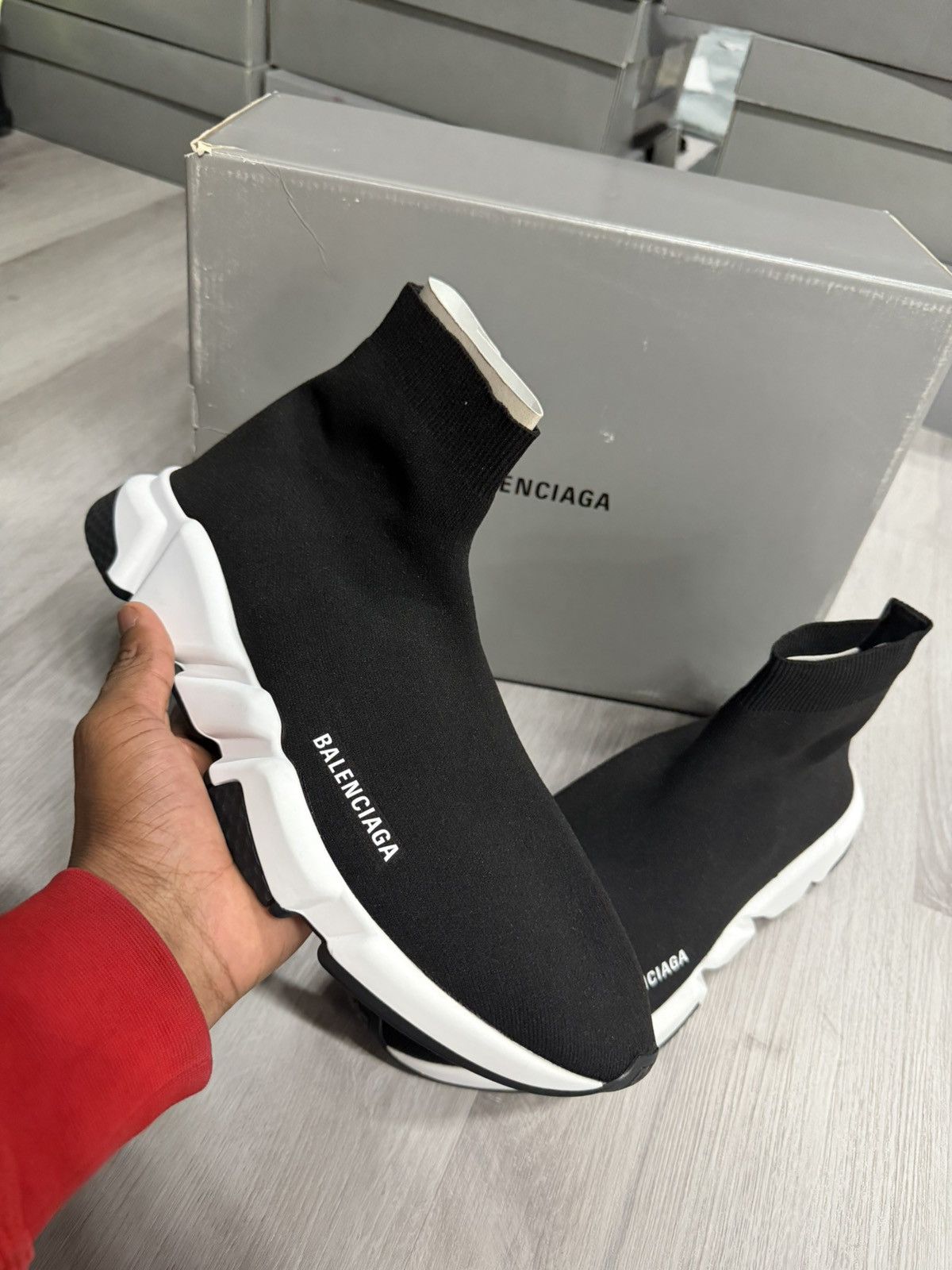 Balenciaga Balenciaga Speed LT Sneaker Black White Size US 13 / EU 46 - 1 Thumbnail