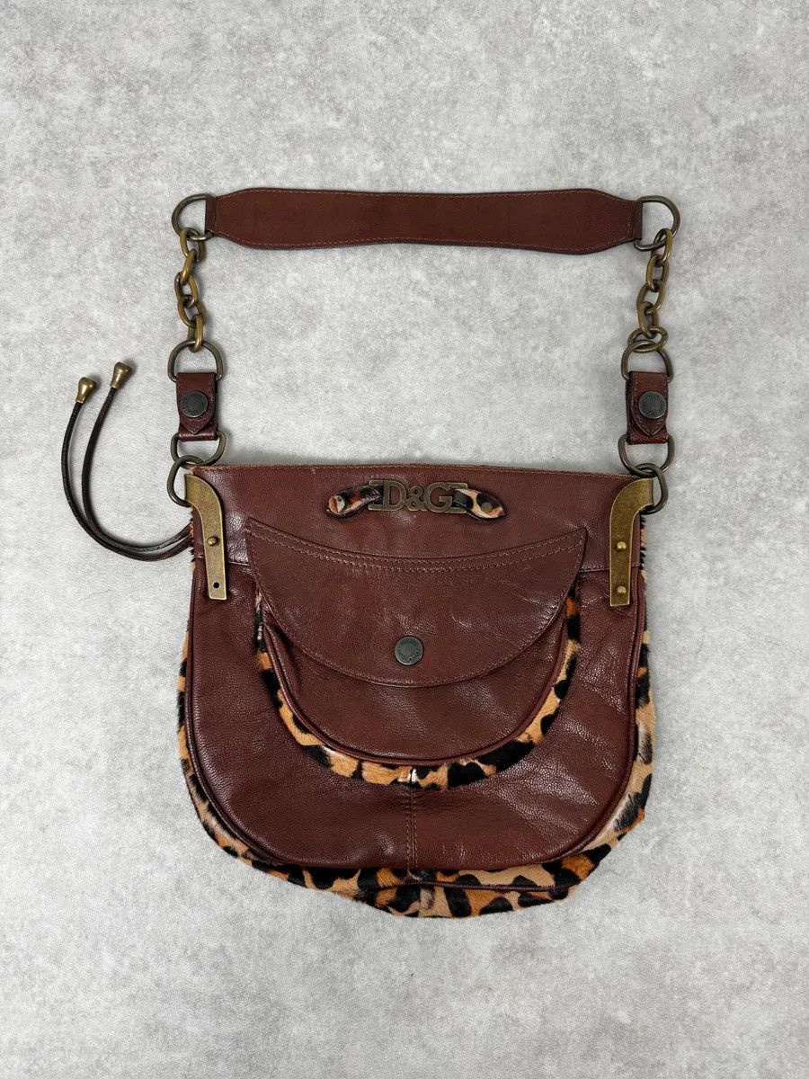 Dolce & Gabbana 2000s Dolce & Gabbana Brown Leather Leopard Handle Bag Size ONE SIZE - 1 Thumbnail