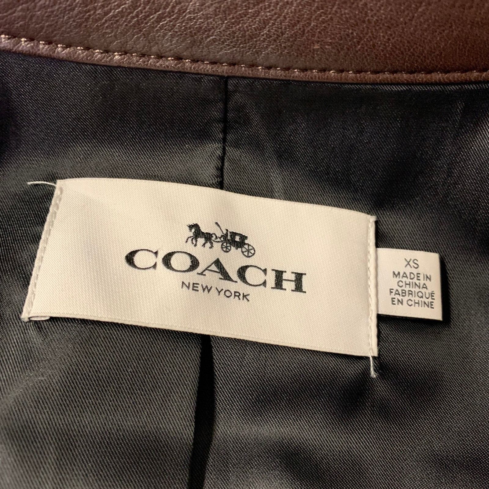 Coach COACH Size XS Brown Leather Moto Racer Jacket Size US XS / EU 42 / 0 - 5 Thumbnail