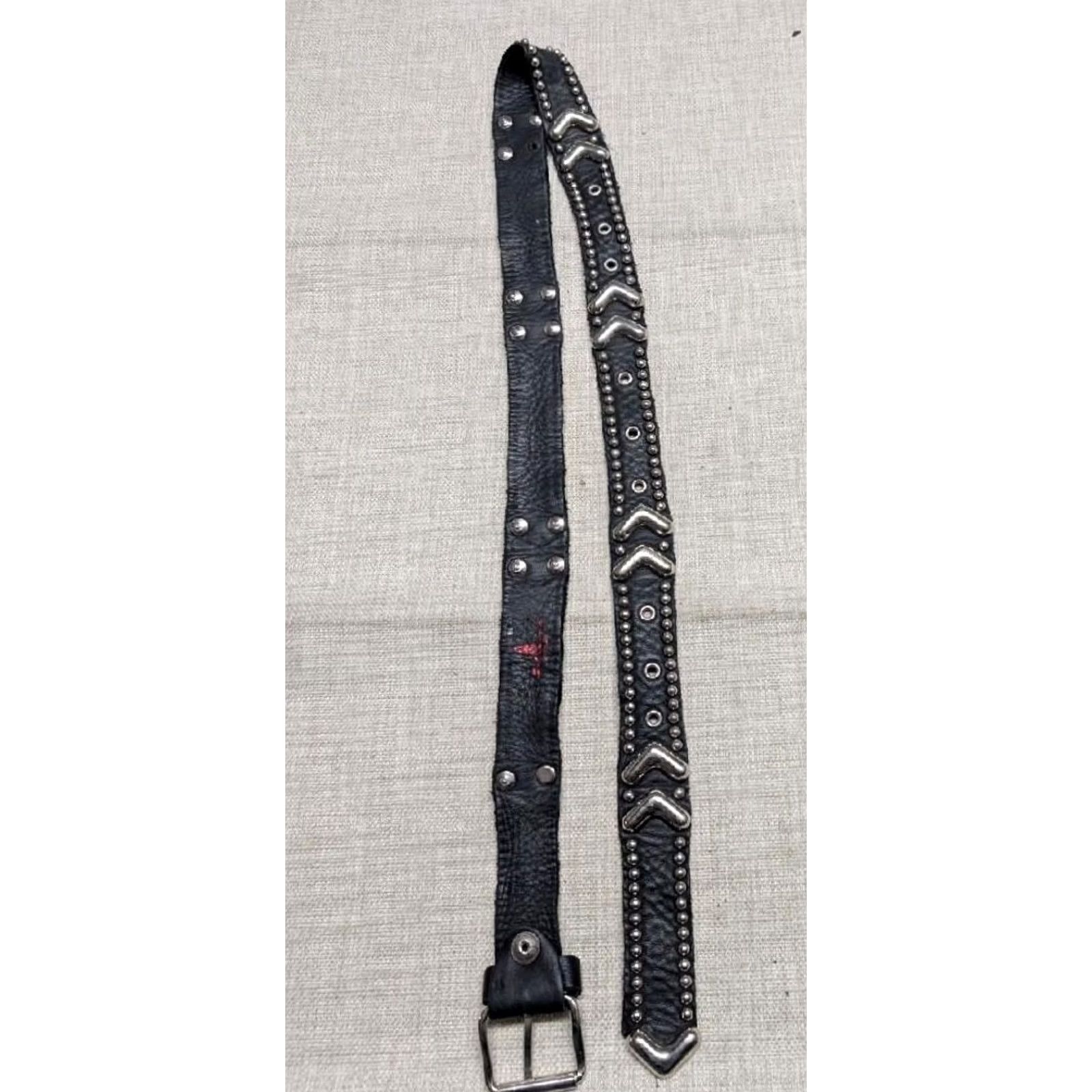 Vintage VINTAGE studded belt leather Sand Castle belt One Size 26-36 black Womens accessories belt Punk Glam 1980s-90s Size ONE SIZE - 4 Thumbnail