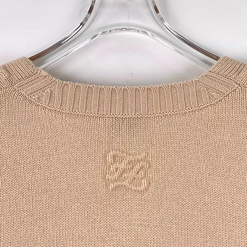 Fendi FENDI Beige Cashmere Logo Embroidered Cashmere V-Neck Long Size XS / US 0-2 / IT 36-38 - 5 Thumbnail