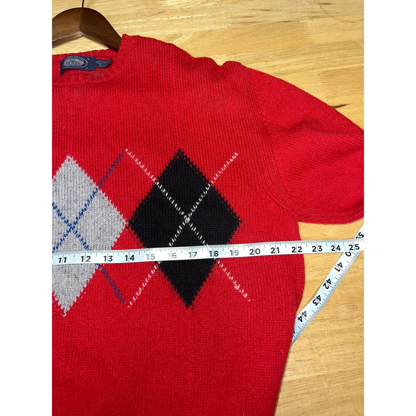 Vintage Vintage Red Wool Sweater Knights Bridge Italy Made Pullover Size US L / EU 52-54 / 3 - 9 Thumbnail
