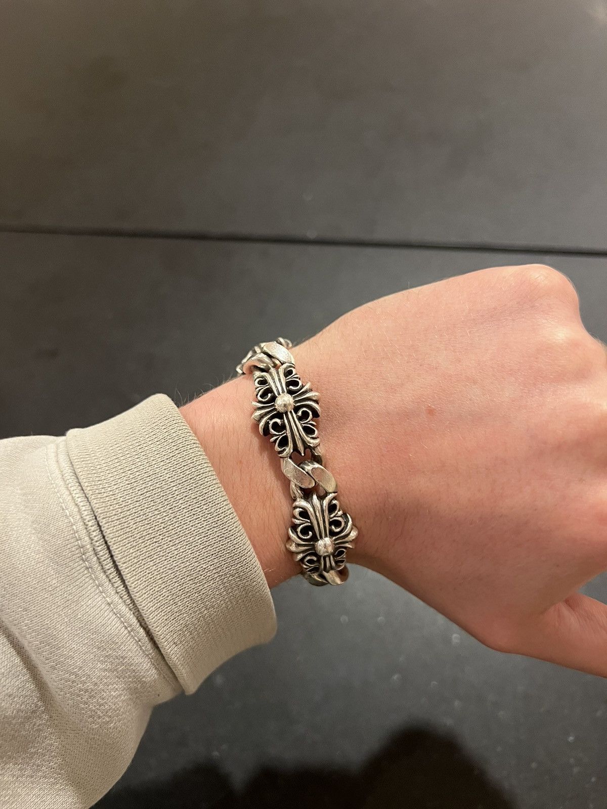 image of Chrome Hearts Keeper Link Bracelet Silver, Men's