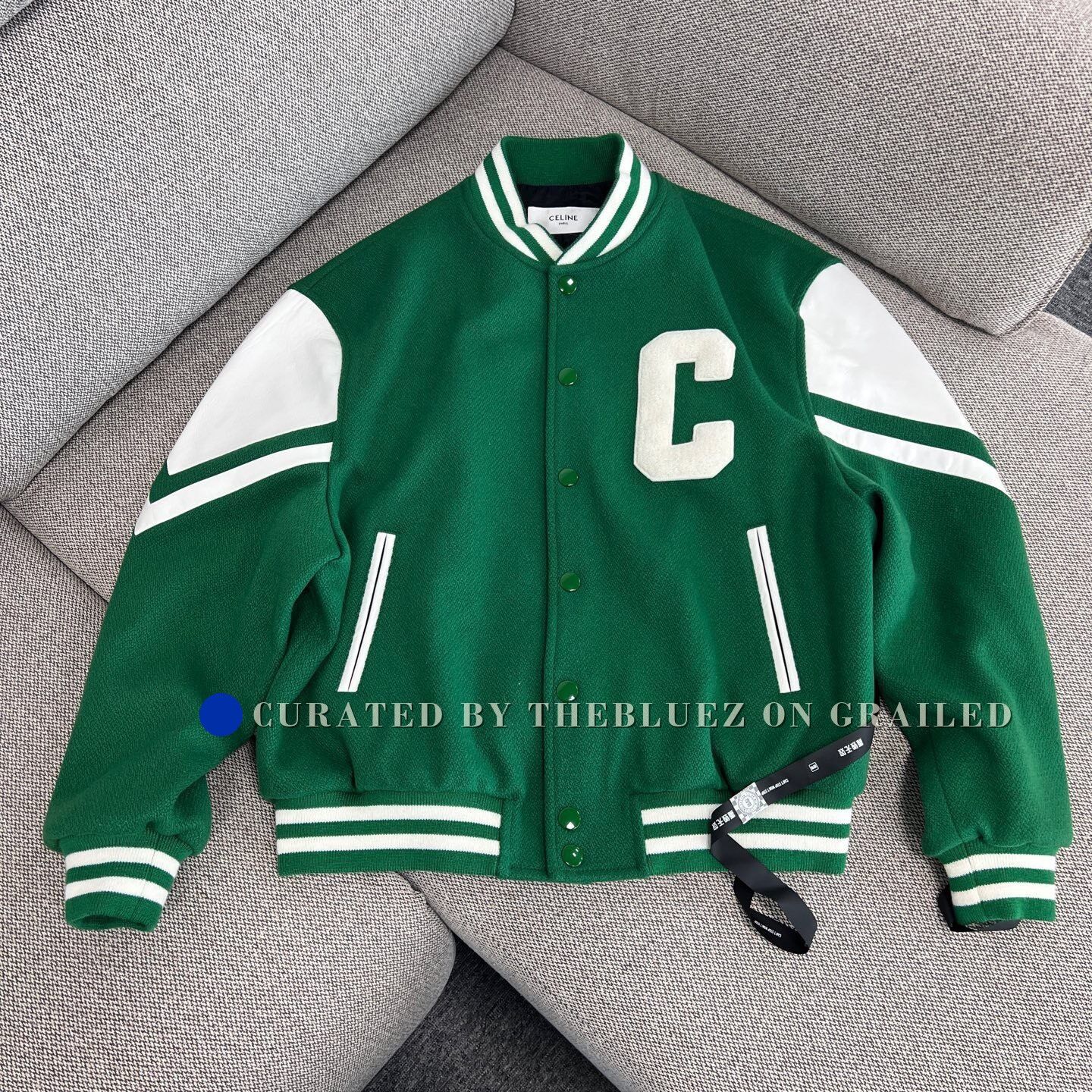 Celine Celine Letter Patch Leather Sleeve Baseball Jacket Size US M / EU 48-50 / 2 - 1 Thumbnail