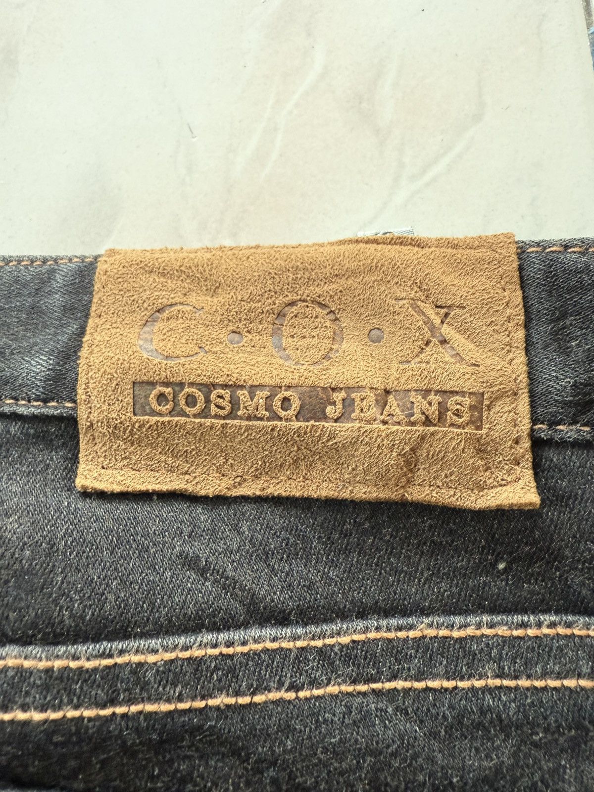 Japanese Brand Cosmo Japan Weed Leaf Suede Patch Mud Fade Flared Jeans Size US 27 - 20 Thumbnail