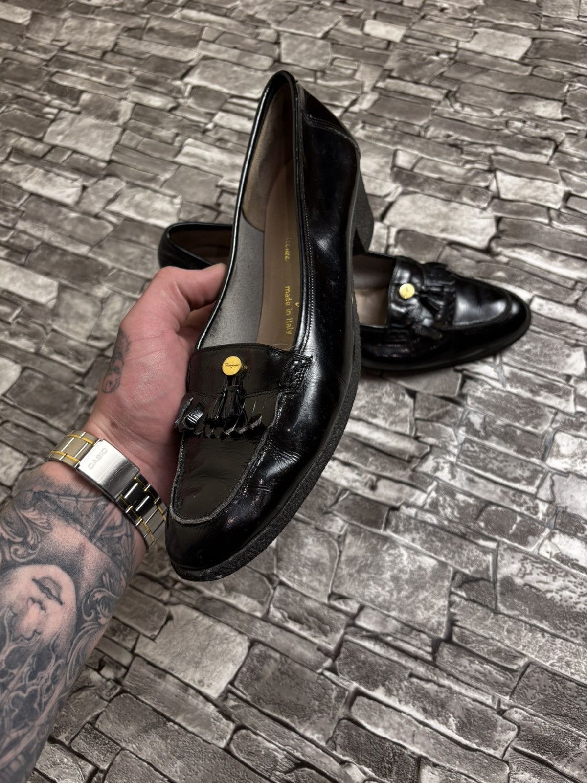 Salvatore Ferragamo Salvatore Ferragamo Vintage Tassel Loafers Black Leather Size US 10.5 / IT 40.5 - 1 Thumbnail