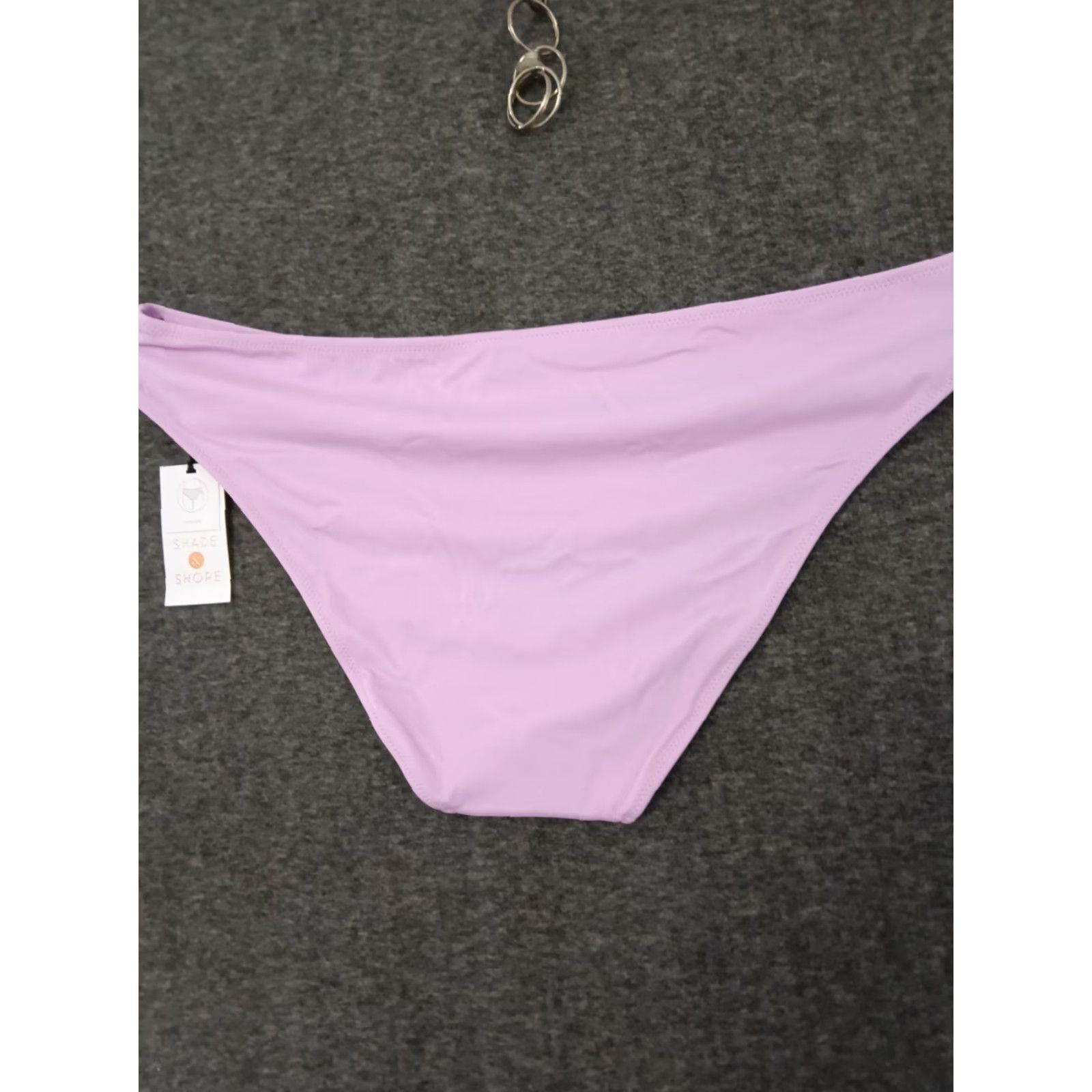 Vintage Shade & Shore Bikini Bottom Swimsuit XL Purple Solid Nylon Spandex Women Beach 16-18 Adult Women's Bottom Strap Lined Lightweight Stretching Comfort Size 40" / US 18 - 2 Thumbnail