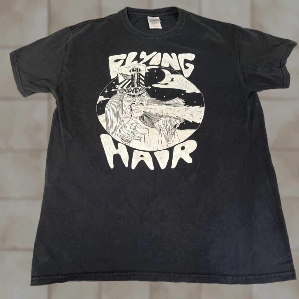 Gildan T-Shirt Metal Band Y2K Flying Hair Black Sz M Regular Crew Neck Short Sleeve Cotton Logo Fan Tee Mens Bands Music Grunge Concert Merchandise