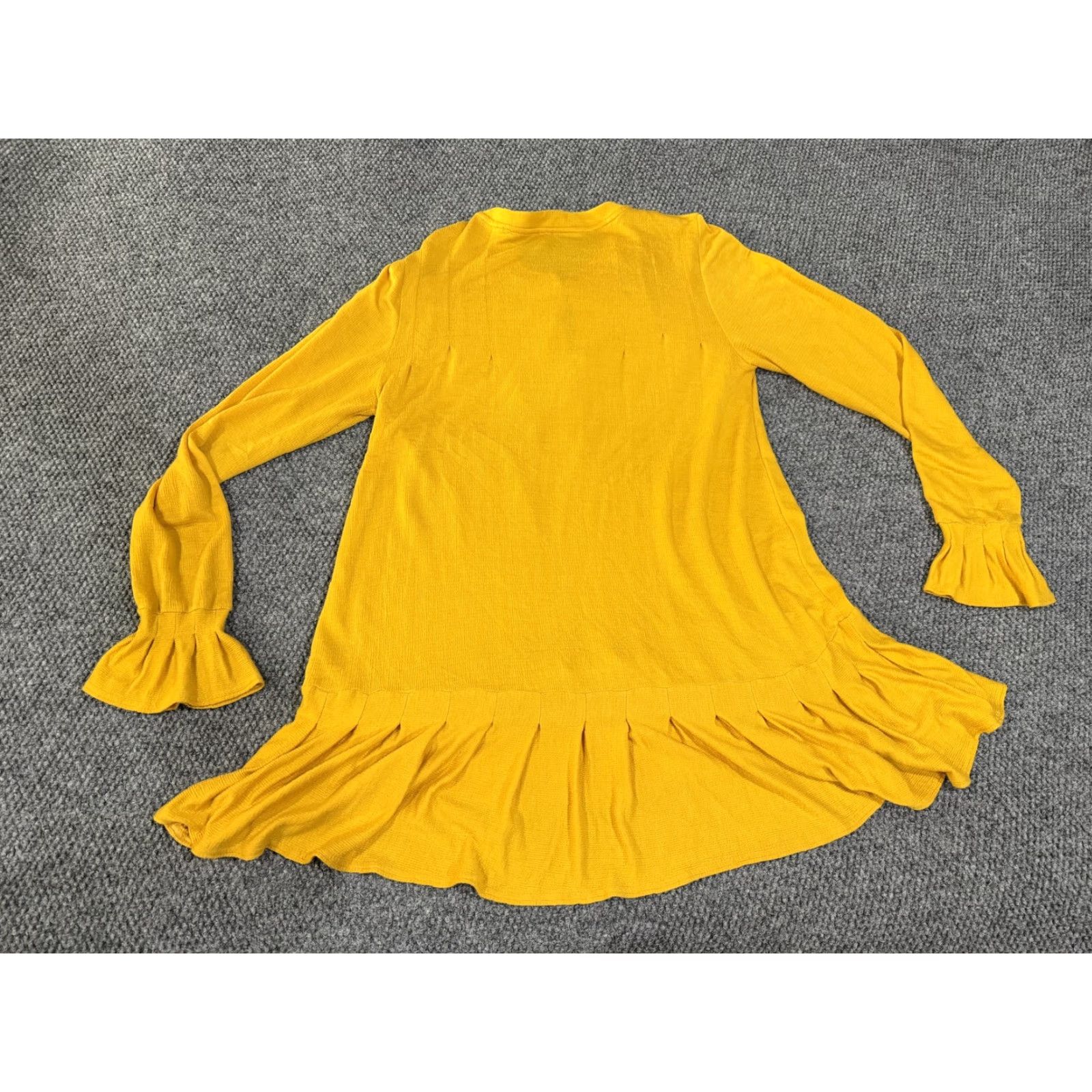 Free People Free People Dress Womens M Yellow Henley Ruffle Hem Bell Sleeve Trapeze Cardig? Size M / US 6-8 / IT 42-44 - 6 Thumbnail