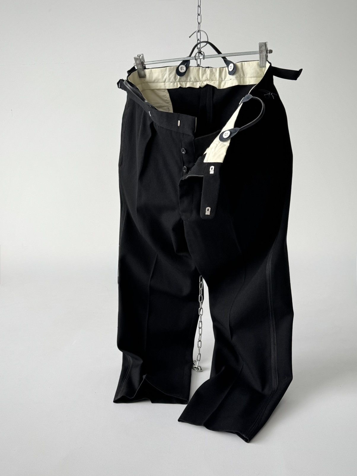 Vintage Vintage 1960s British Tuxedo Suspenders Wool Trousers Size US 36 / EU 52 - 3 Thumbnail