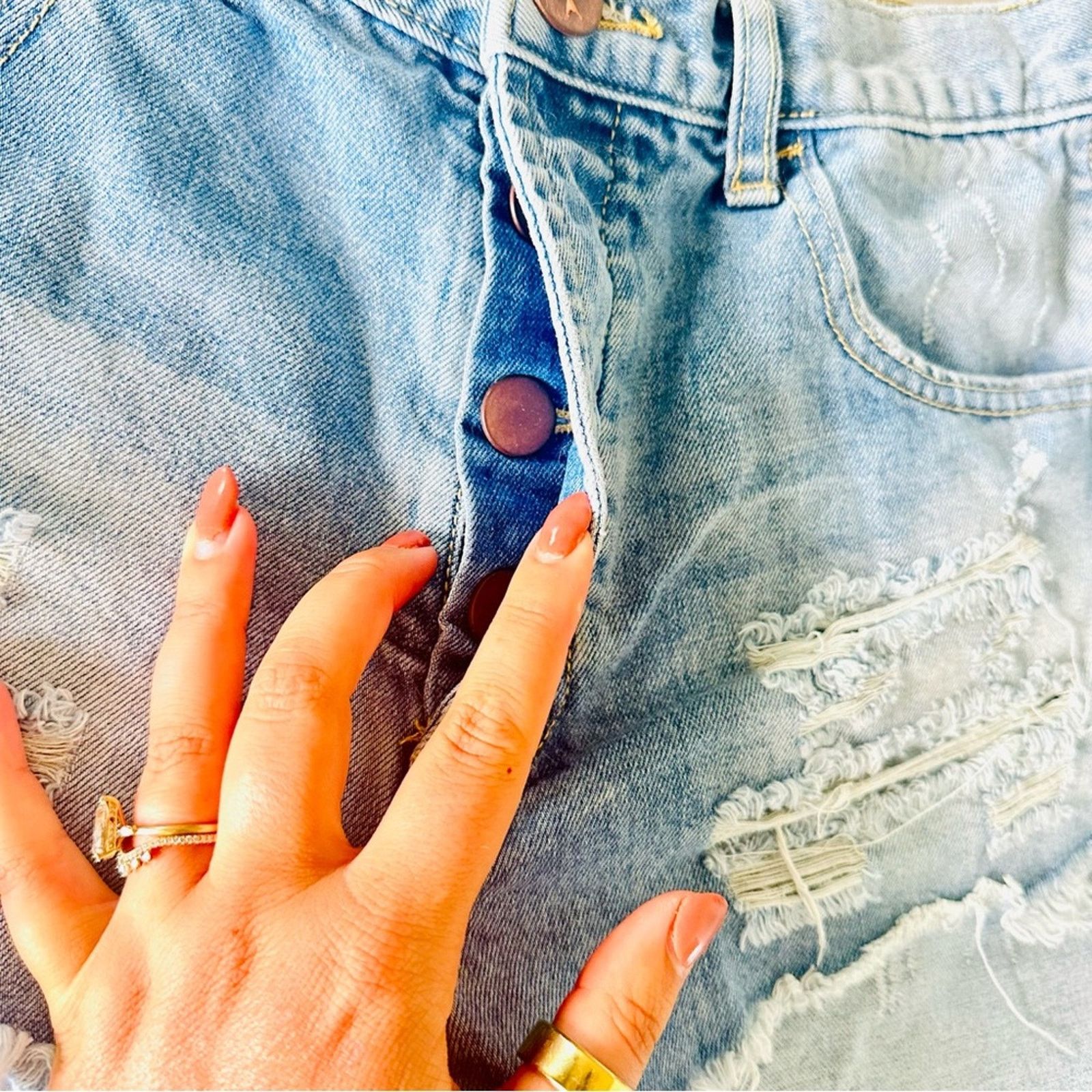 One Teaspoon ONE TEASPOON High Rise Le Wolves Blue Denim Cutoffs Short Size 25" / US 0 / IT 36 - 5 Thumbnail