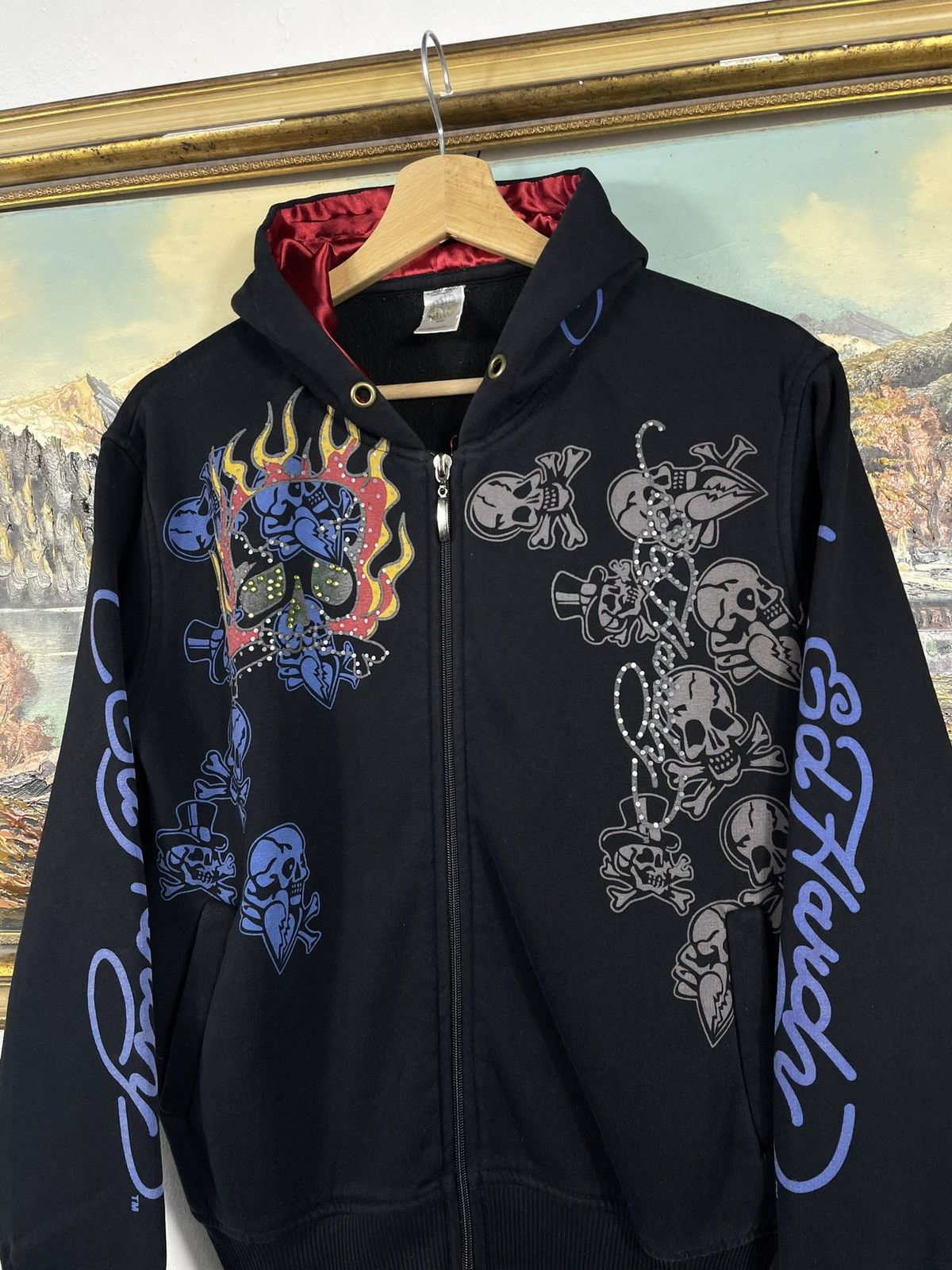 Christian Audigier Ed Hardy Retro 00s Hoodie With Crystals Affliction Grunge Size US S / EU 44-46 / 1 - 4 Thumbnail