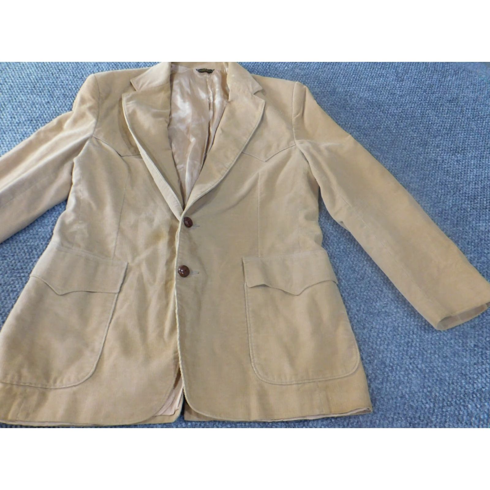 Levi's VINTAGE Levis Blazer Corduroy Brown 42 Mens Sports Coat Jacket Coat Single-Breasted Two-Button Peak Lapel Size 42R - 4 Thumbnail