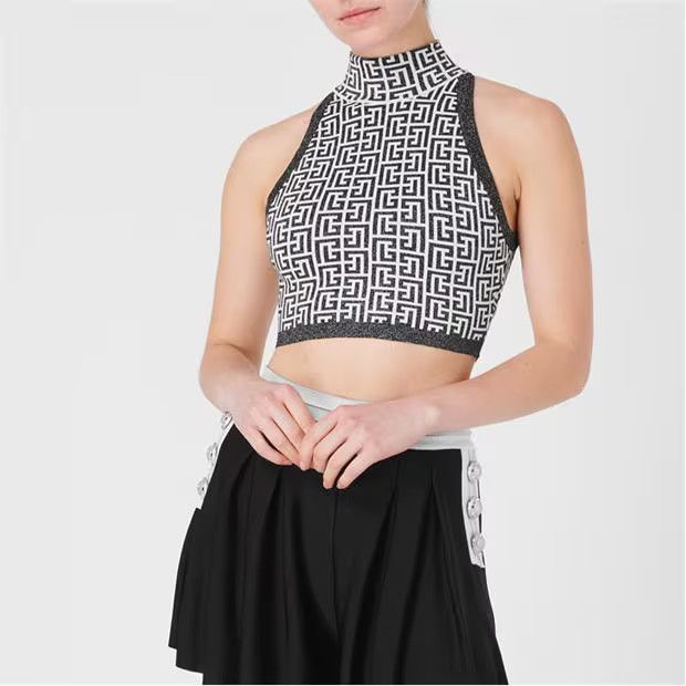 Balmain o1g2r1mq0924 Tank Top in White & Noir Size XS / US 0-2 / IT 36-38 - 5 Thumbnail