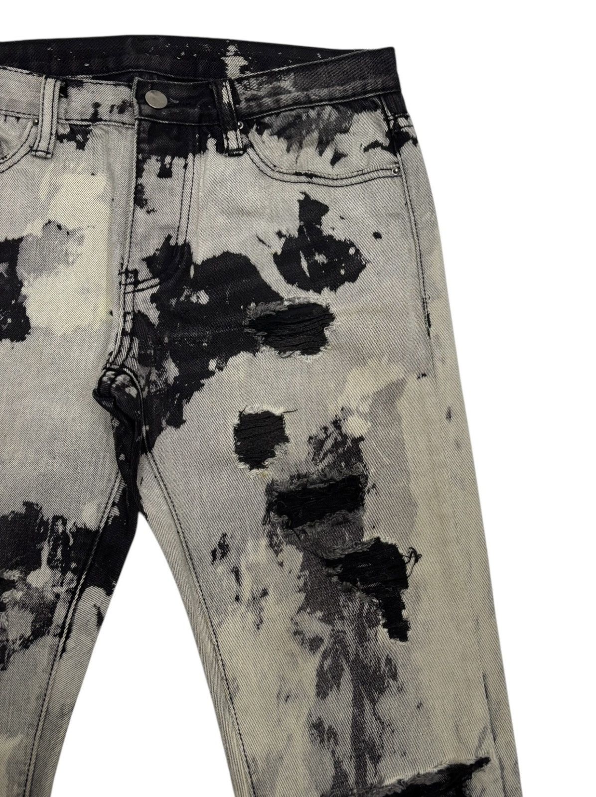 If Six Was Nine × MNML × Yasuyuki Ishii RARE MNML ACID WASH BLACK GRAY ZIPPER LEG SKINNY JEANS Size US 32 / EU 48 - 4 Thumbnail
