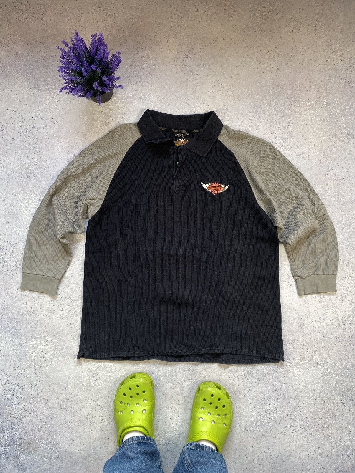 Harley Davidson × Vintage Vintage Harley Davidson Men’s Velvet Sweatshirt With Logo Size US L / EU 52-54 / 3 - 9 Thumbnail