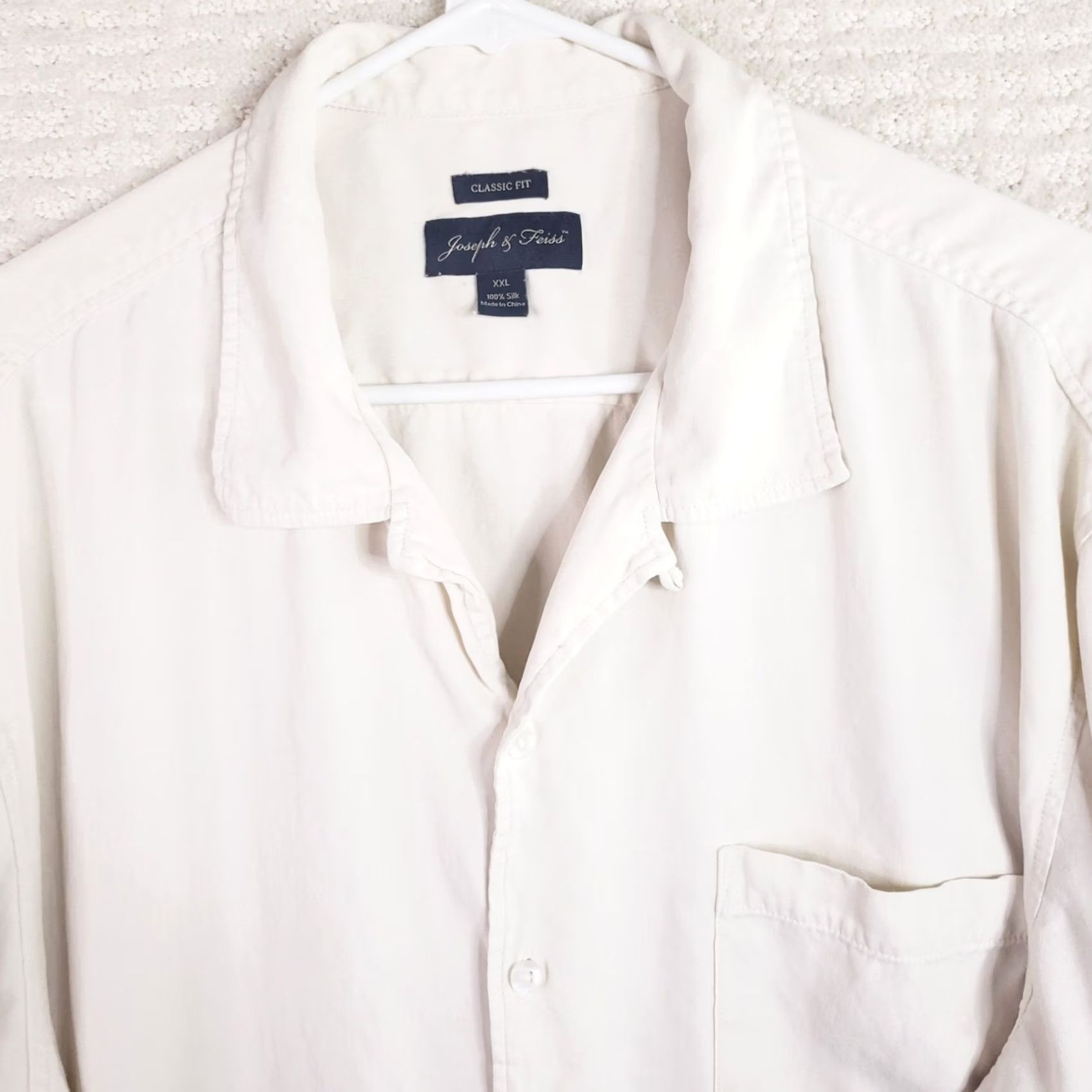Joseph Joseph & Feiss Shirt Mens 2XL 100% Silk Button Up Ivory Vacation Short Sleeve Size US XXL / EU 58 / 5 - 7 Thumbnail