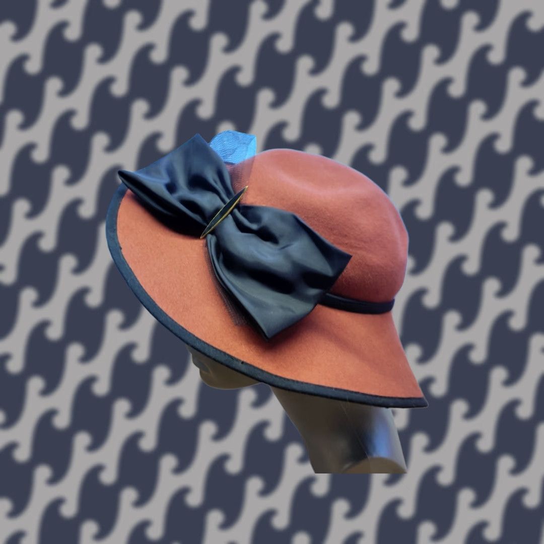 Vintage TONAK Womens Wide Brim Hat Sun Size 55 Brown Vintage Rabbit Hair Bow Straw Sun Hat Womens 55 Brown Vintage Tonak Size ONE SIZE - 1 Thumbnail