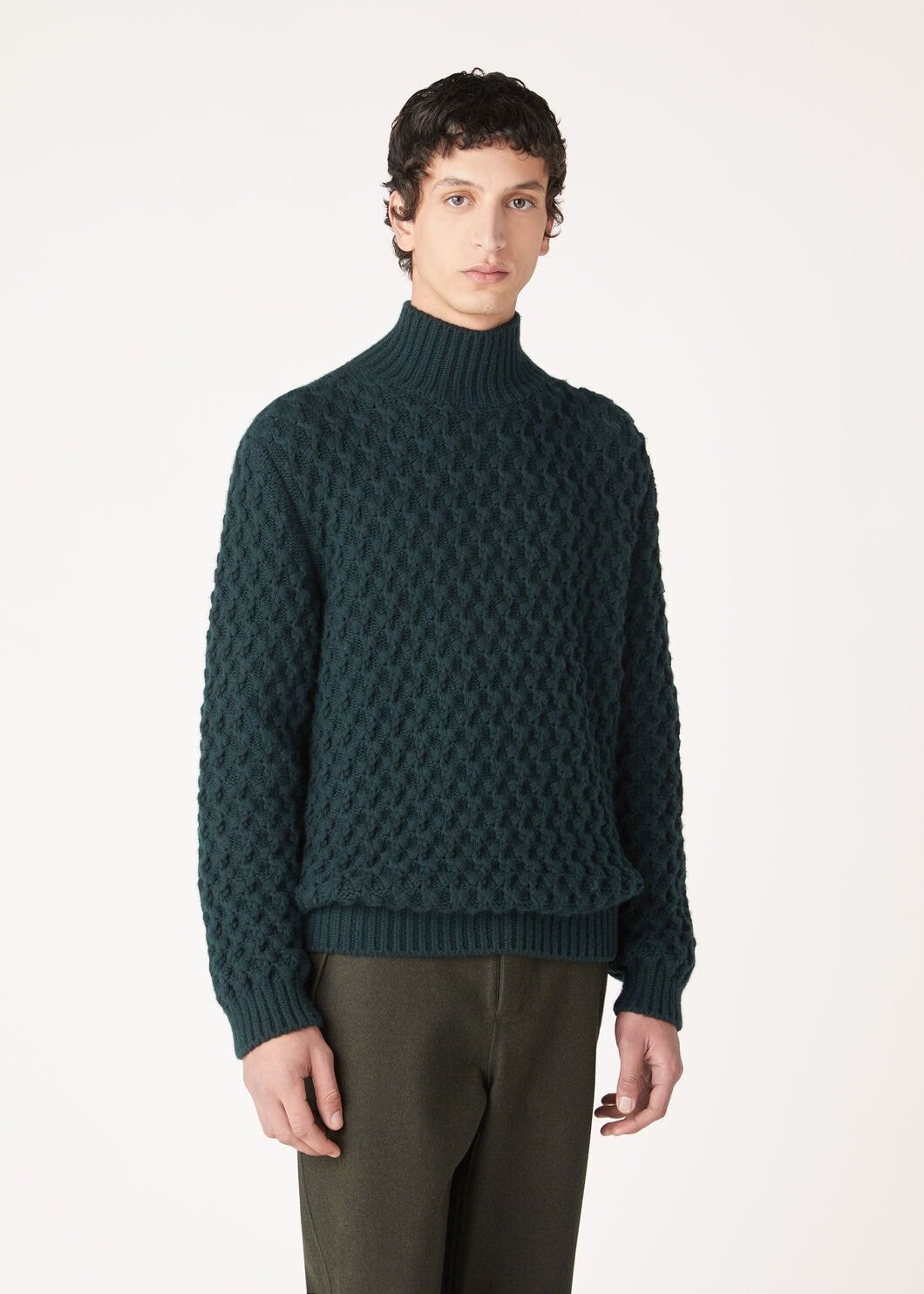 Loro Piana o1w1db10725 FAO5139 Vallé Polo Neck Sweater in Dark Green Size US L / EU 52-54 / 3 - 4 Thumbnail