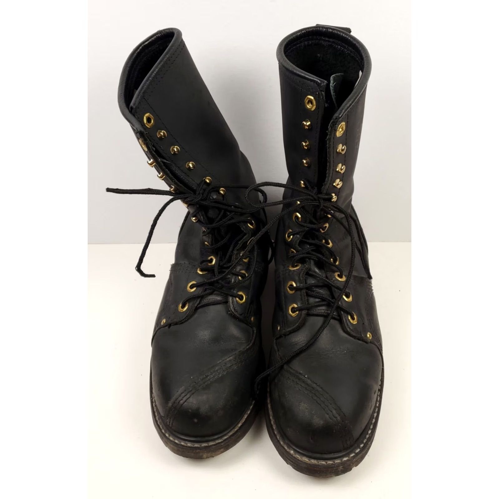 Vintage Carolina Linesman Boots 12 Inch Black Leather Mens 9 