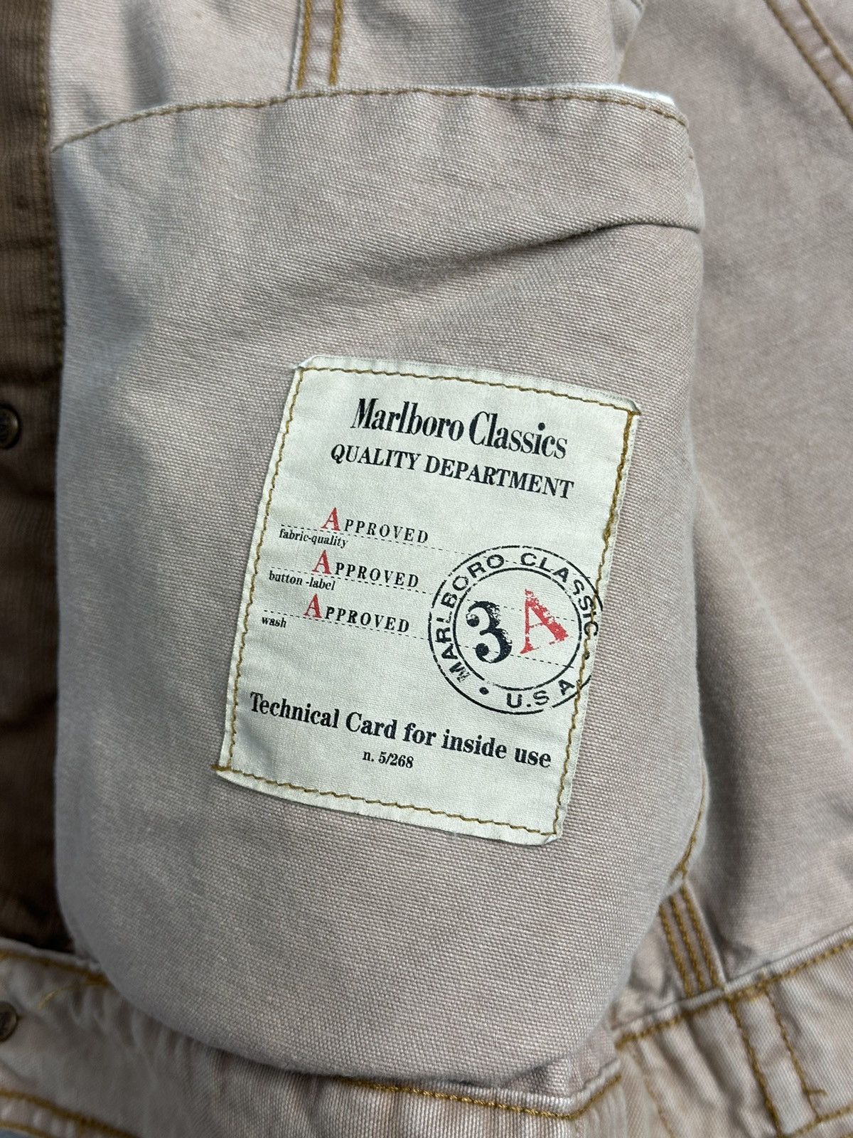 Vintage Vintage Marlboro Boxy Denim Jacket Beige Distressed Rare Size US XL / EU 56 / 4 - 14 Thumbnail