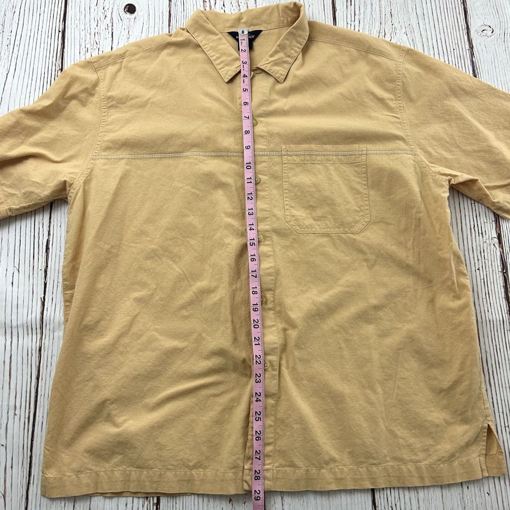 Vintage Woolrich Short Sleeve Shirt Men's XL Yellow Button-Up Cotton Woven Outdoor Pockets Button Front 90s Size US XL / EU 56 / 4 - 3 Thumbnail
