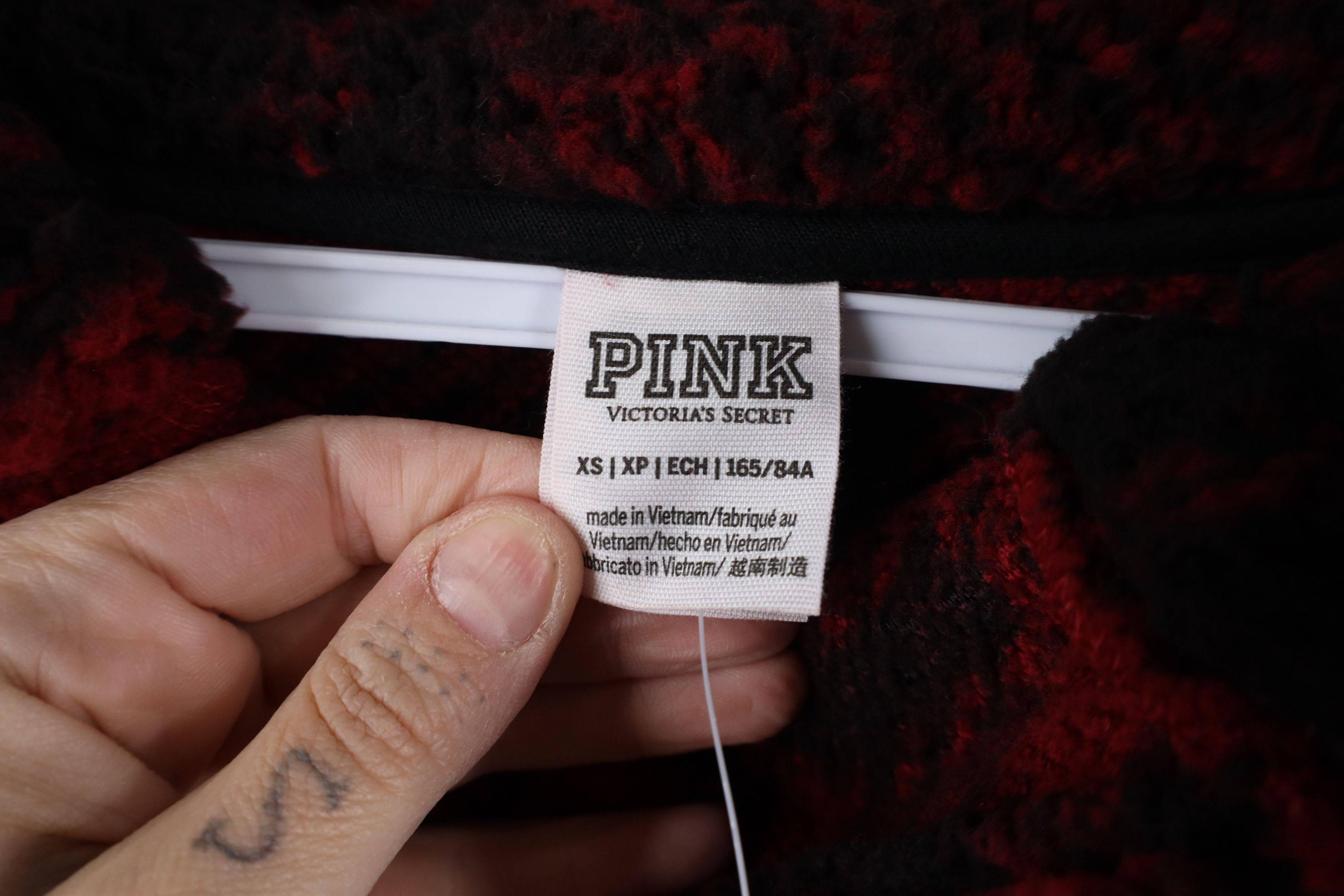 Pink × Vintage New Pink Victorias Secret Deep Pile Fleece Hoodie Red Plaid Size XS / US 0-2 / IT 36-38 - 5 Thumbnail