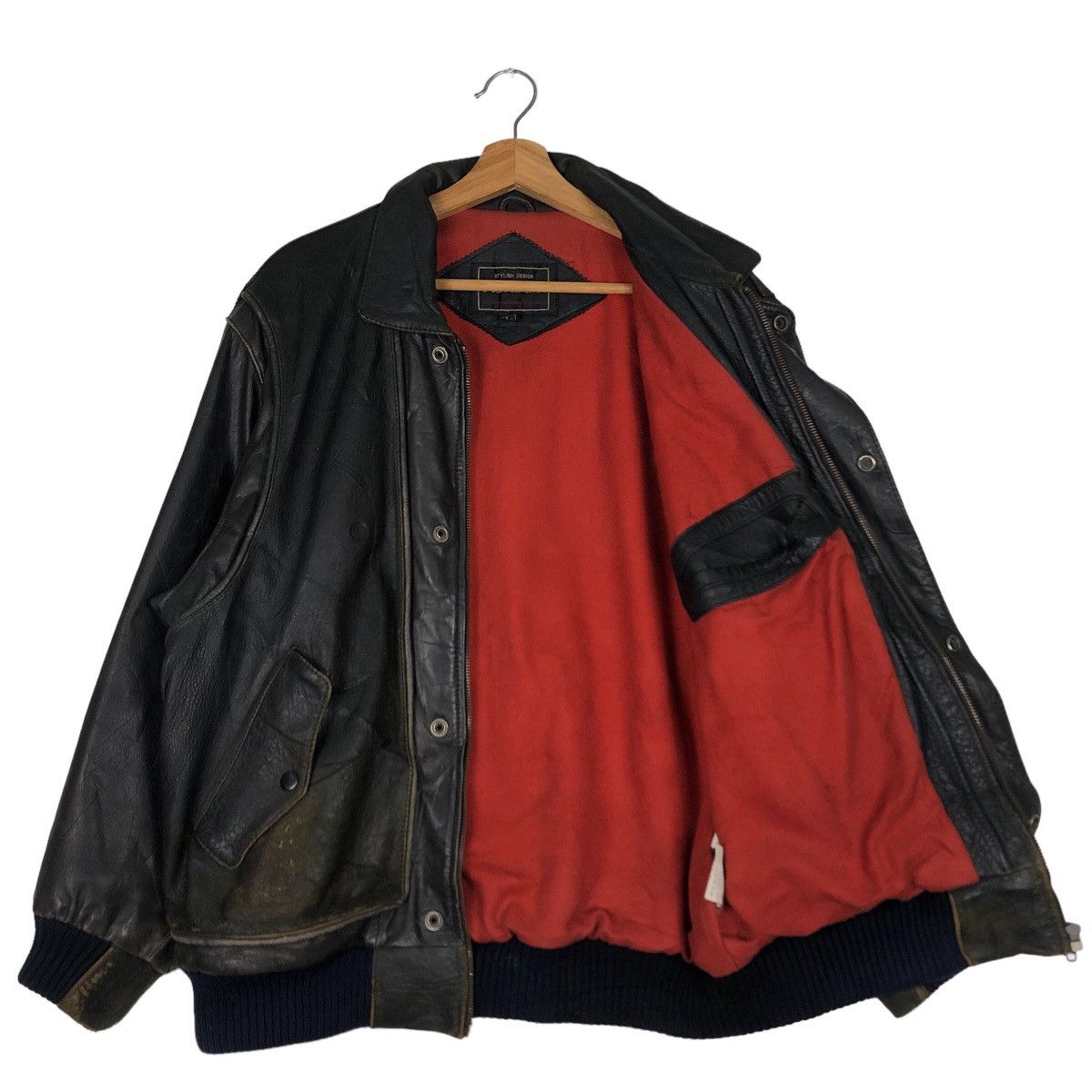 Japanese Brand 🔥Vtg Bomber Genuine Leather Jacket Fly Pierre Bonee Japan Size US L / EU 52-54 / 3 - 9 Thumbnail