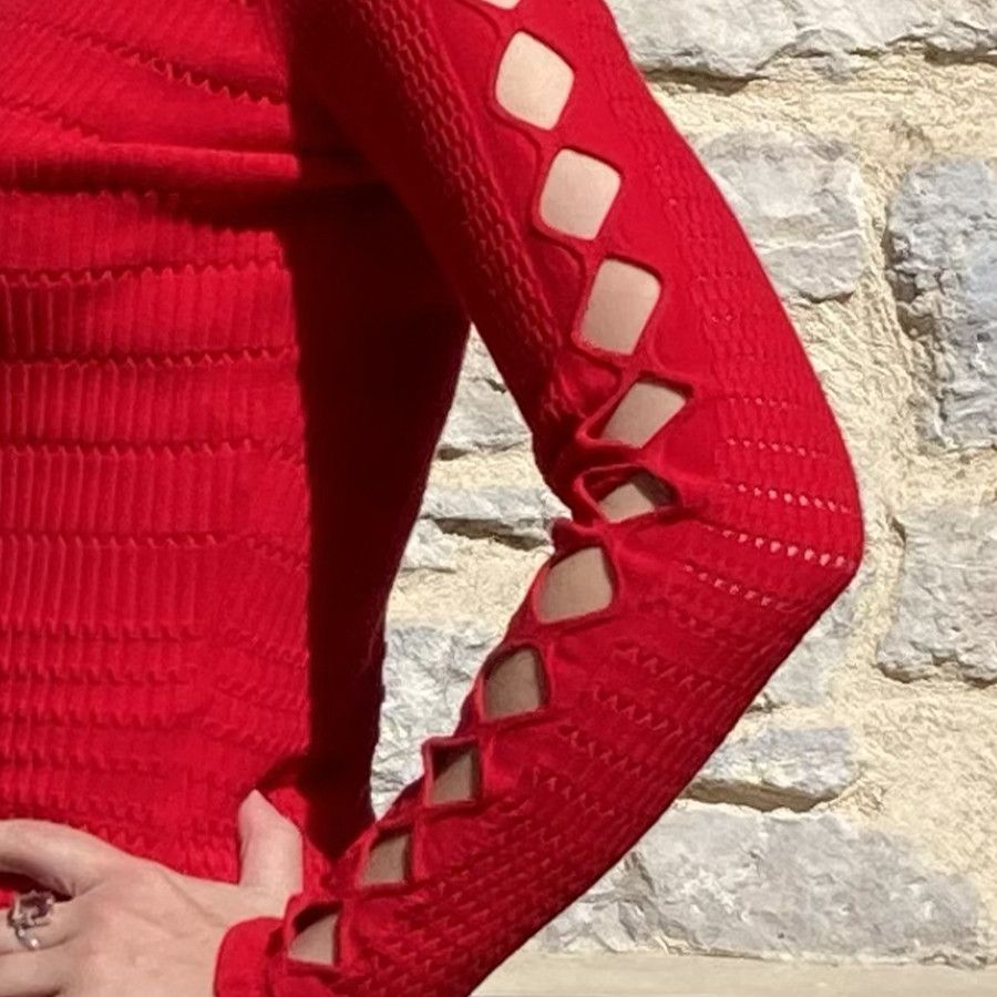 Kenzo Kenzo Paris Bright Red Ribbed Knit Top Size S / US 4 / IT 40 - 7 Thumbnail
