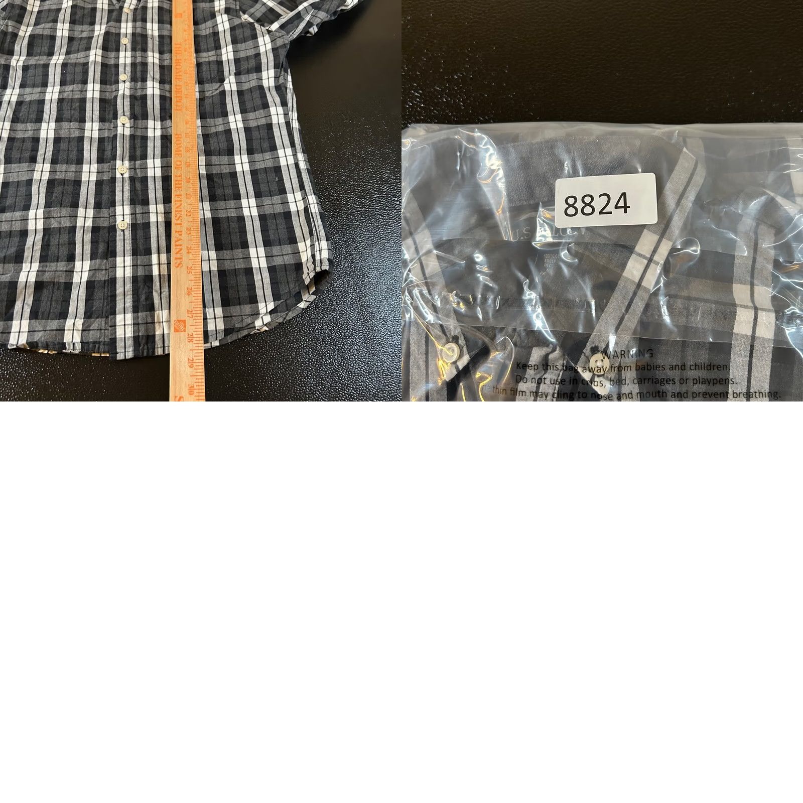 U.S. Polo Assn. U.S. Polo Assn. Plaid Shirt Button-Down Long Sleeve Black Gray Mens Small S Regular Cotton Pocketed Button-Up Shirt Casual Business Travel Defaulted Size US S / EU 44-46 / 1 - 8 Thumbnail