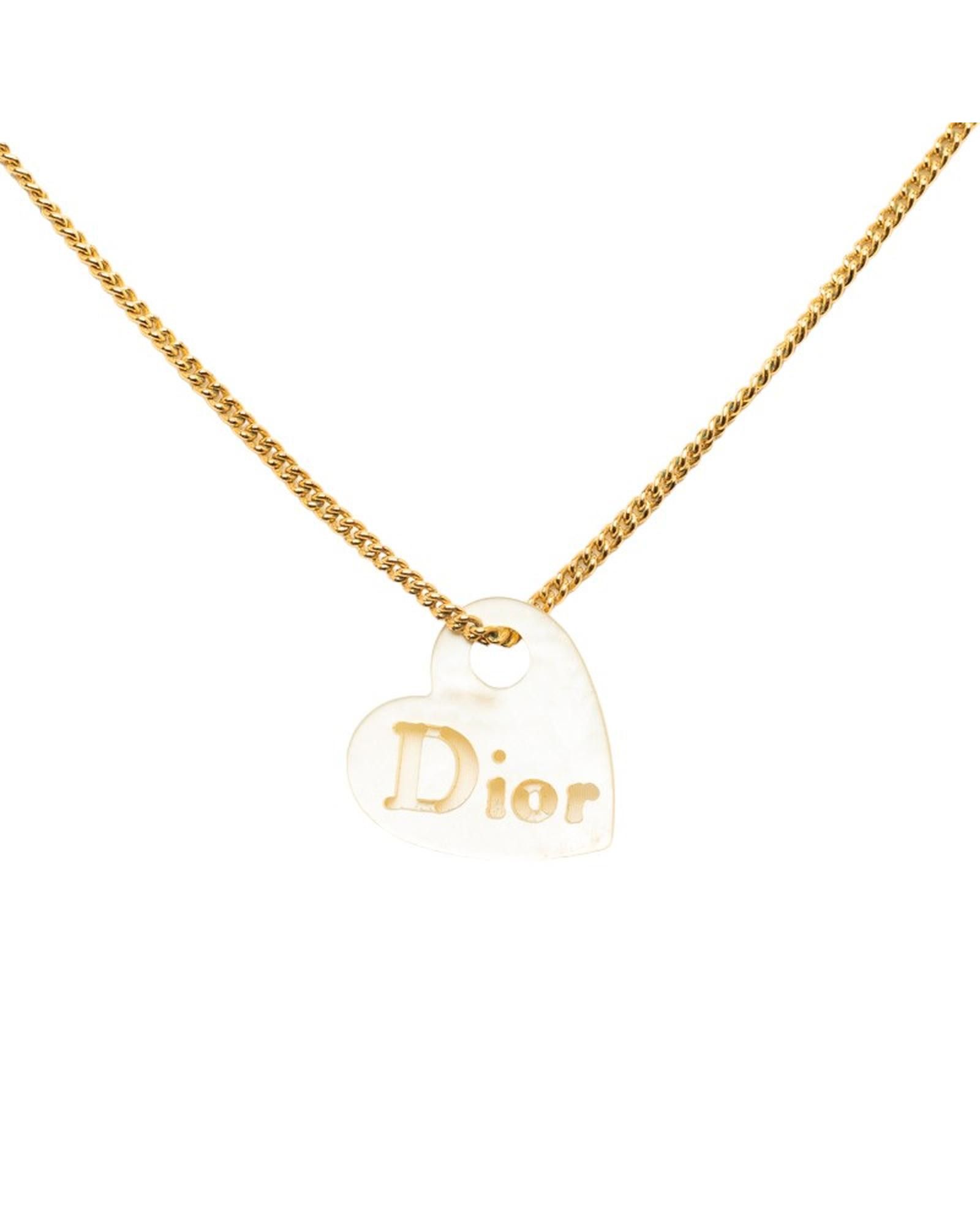 image of Dior Shell Heart Pendant Necklace in Gold, Women's