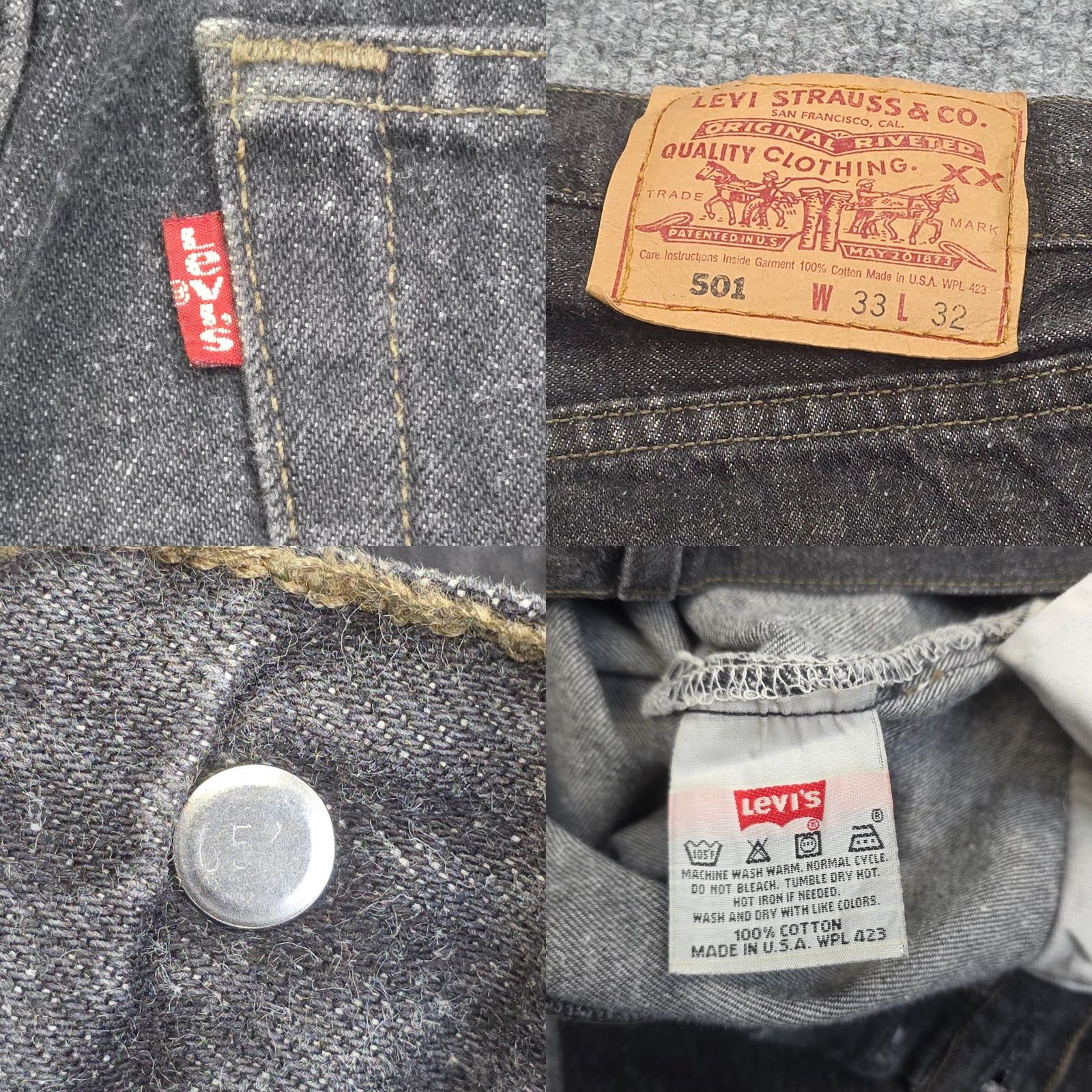 Levi's Vintage Levi'S 501 Jeans Mens - 31 x 29 (US Made) Black Distressed Size US 31 - 8 Thumbnail