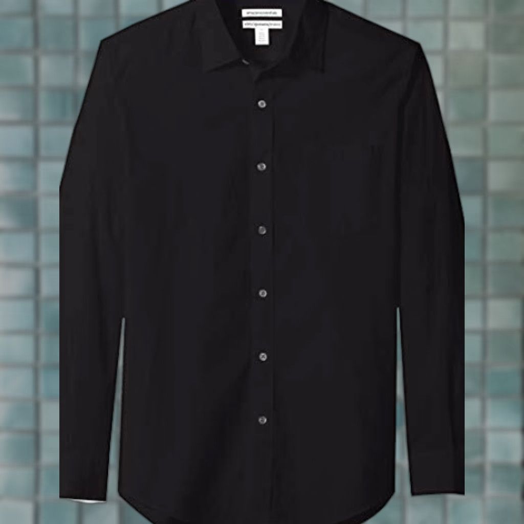 Essentials Essentials Slim Fit Casual Poplin Shirt Mens Long Sleeve Black 18.5 2XL Size US XXL / EU 58 / 5 - 1 Thumbnail