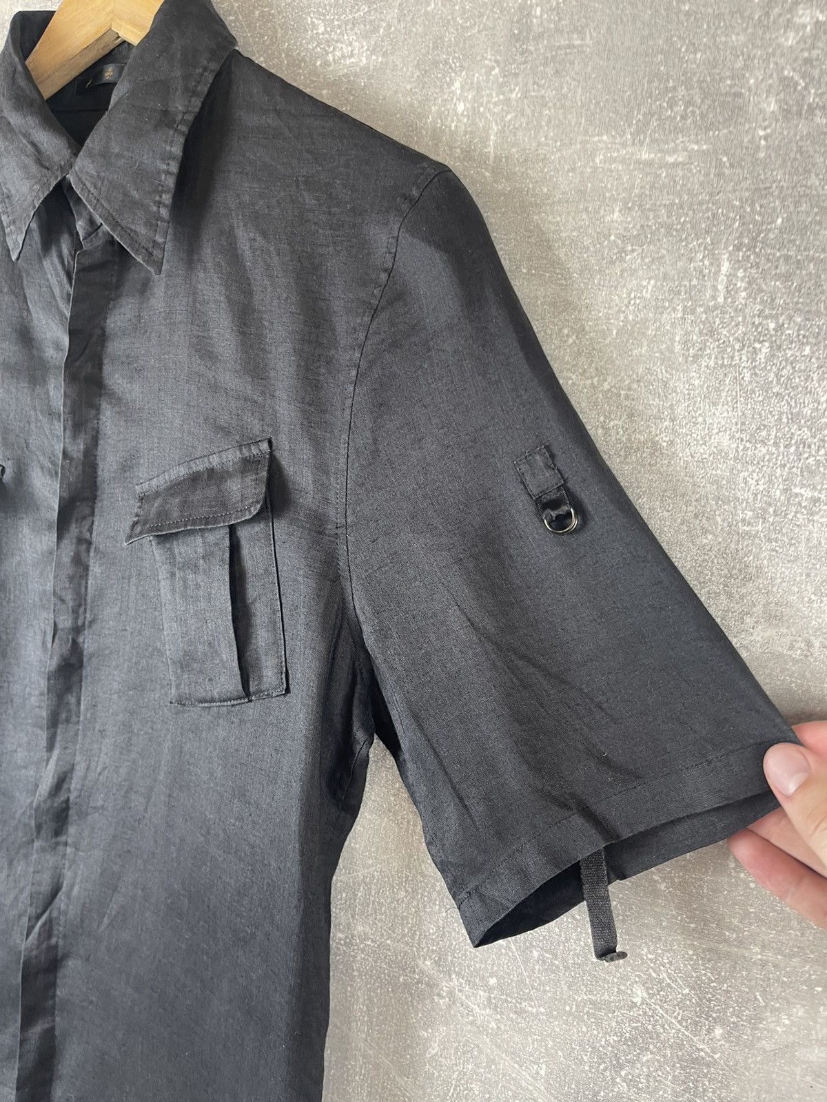 Japanese Brand × Vintage Ato Keisuke Imazaki Black Linen Short Sleeve Utility Shirt Size US S / EU 44-46 / 1 - 4 Thumbnail