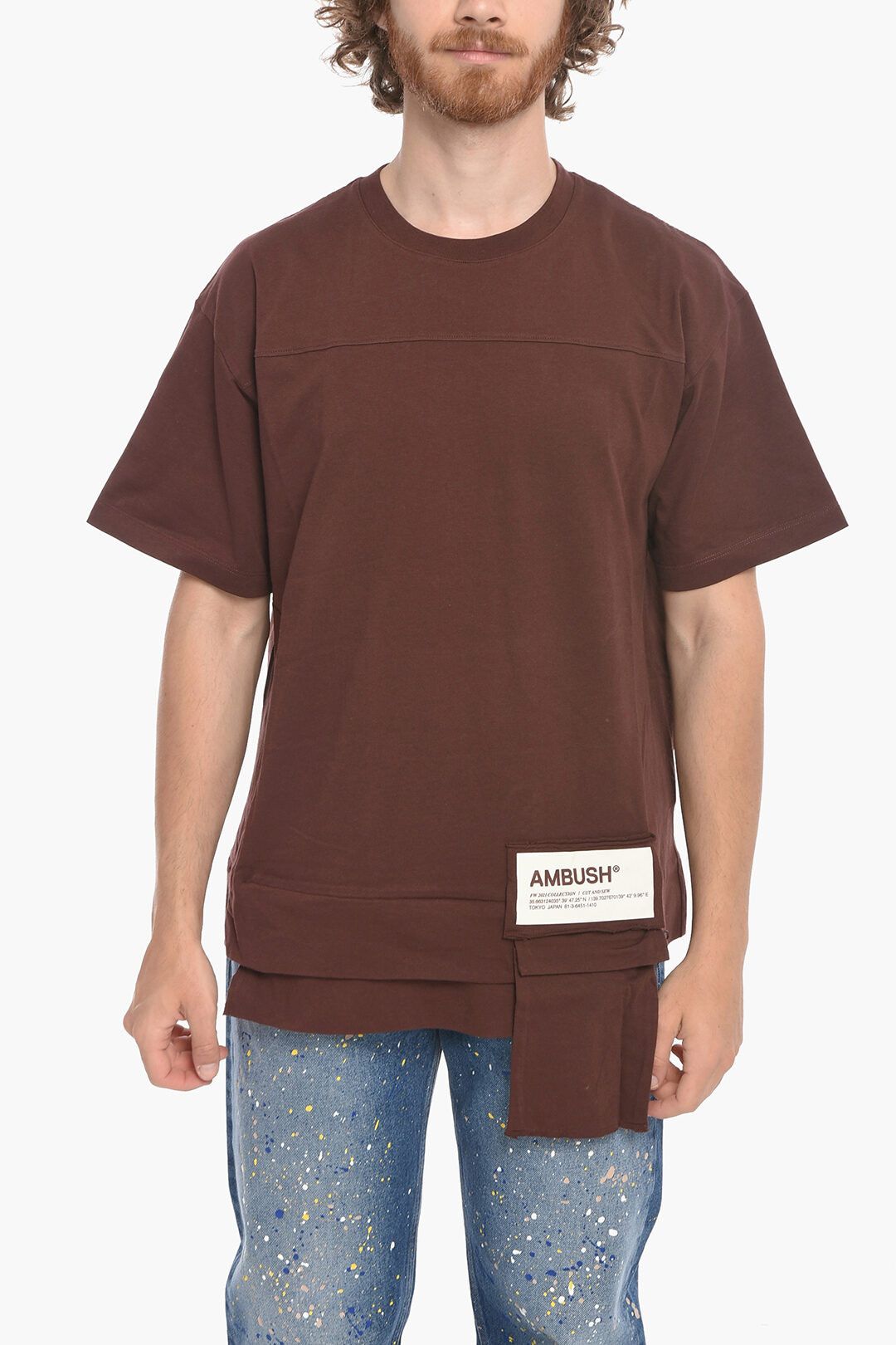 image of Ambush Design Og1Mm1223 T-Shirt In Brown, Men's (Size 2XS)