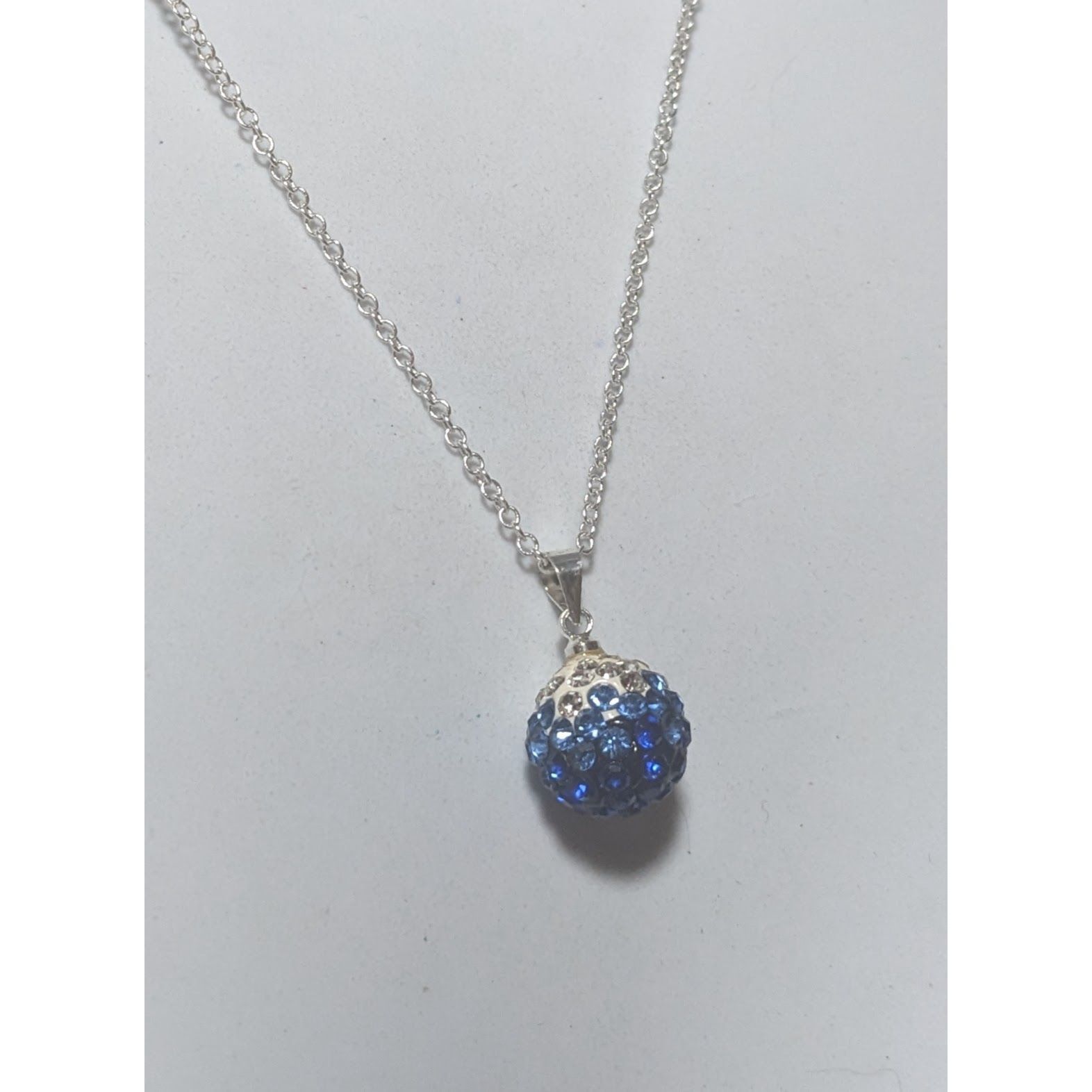 Other Sterling Blue And White Rhinestone Pendant Necklace Size ONE SIZE - 3 Thumbnail