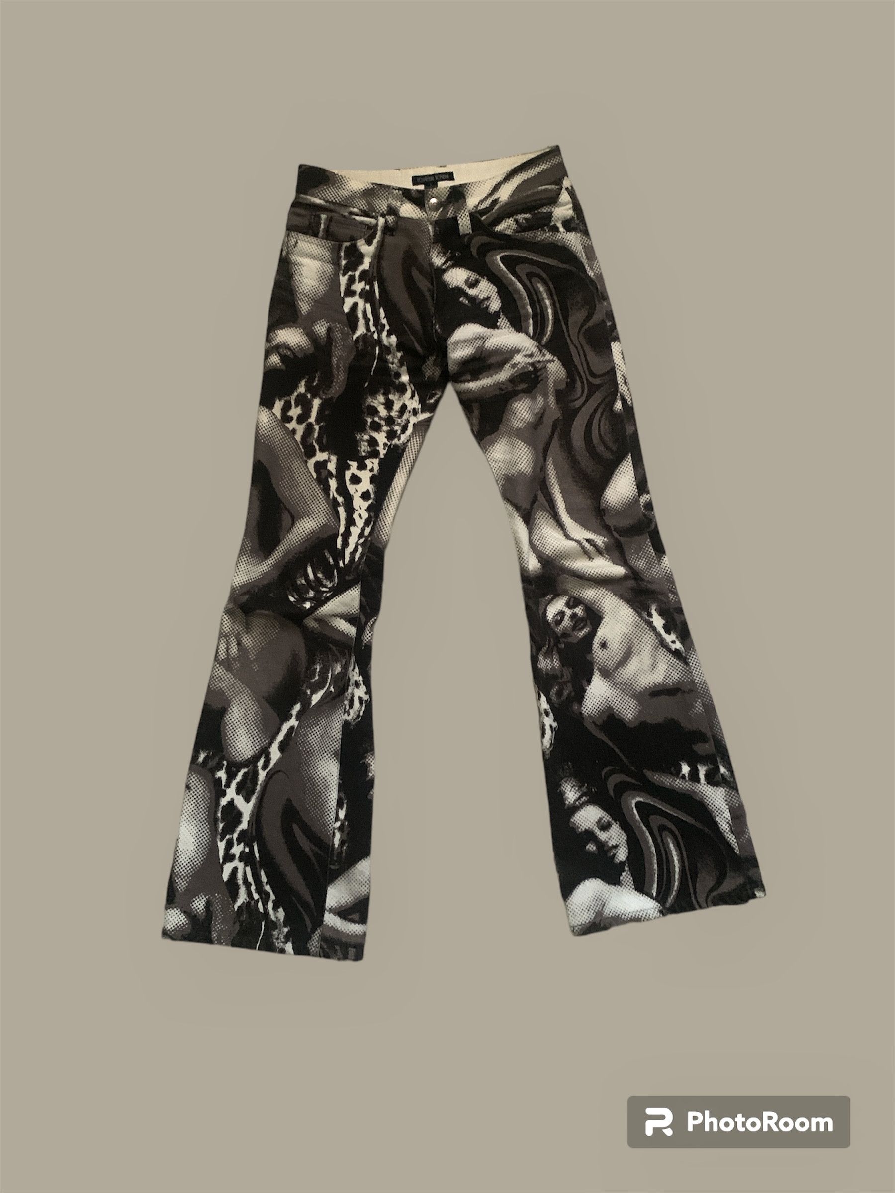 image of Tornado Mart x Tornado Mart Japan Vintage Flared Jeans Yoshiyuki Konishi Runaway Ss96 in Cream/Blac